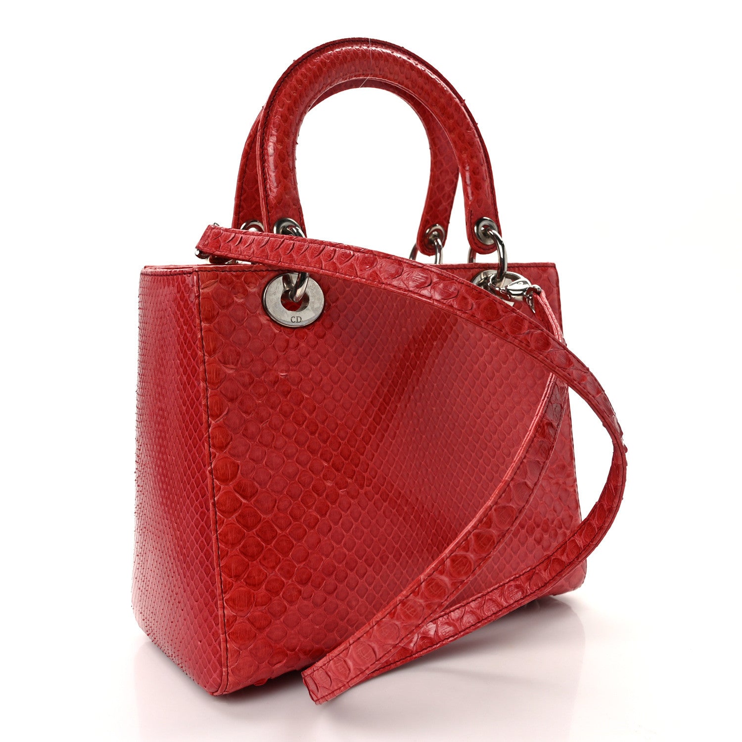 Christian Dior Snakeskin Medium Lady Dior Red 3 of 13