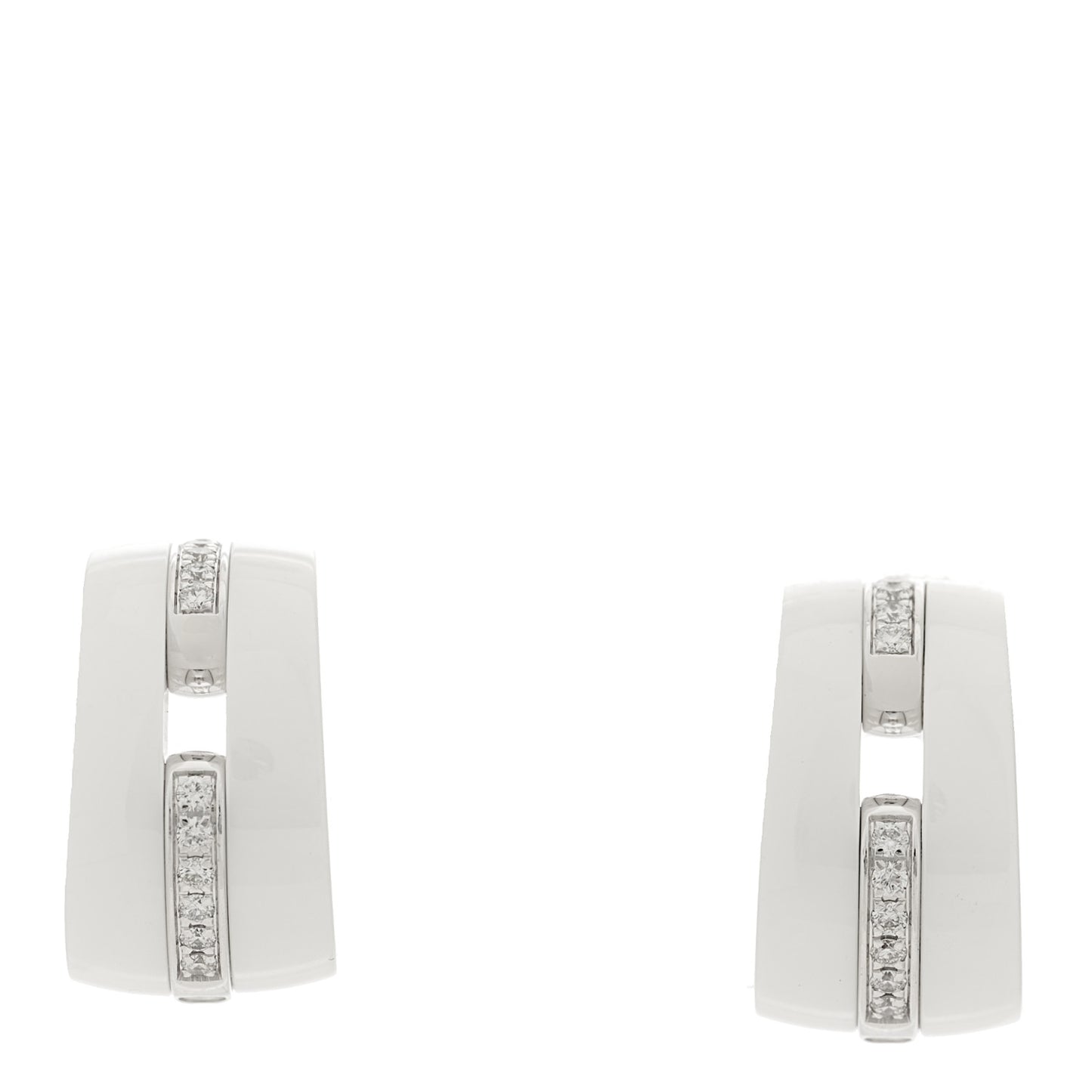 18K White Gold Diamond Ceramic Ultra Hoop Earrings White