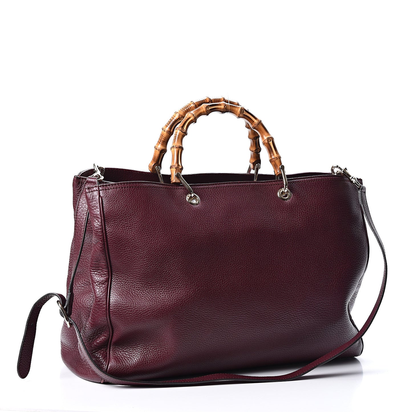 Calfskin Large Bamboo Shopper Tote Burgundy