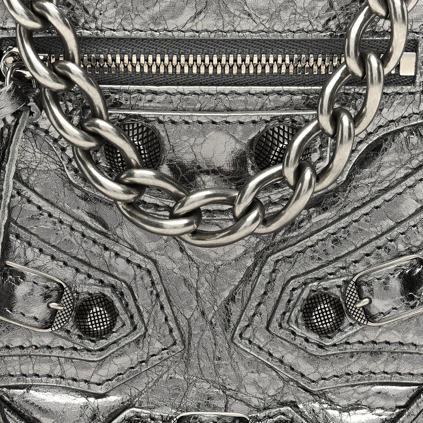 Metallic Agneau Arena Mini Le Cagole Heart Bag Silver