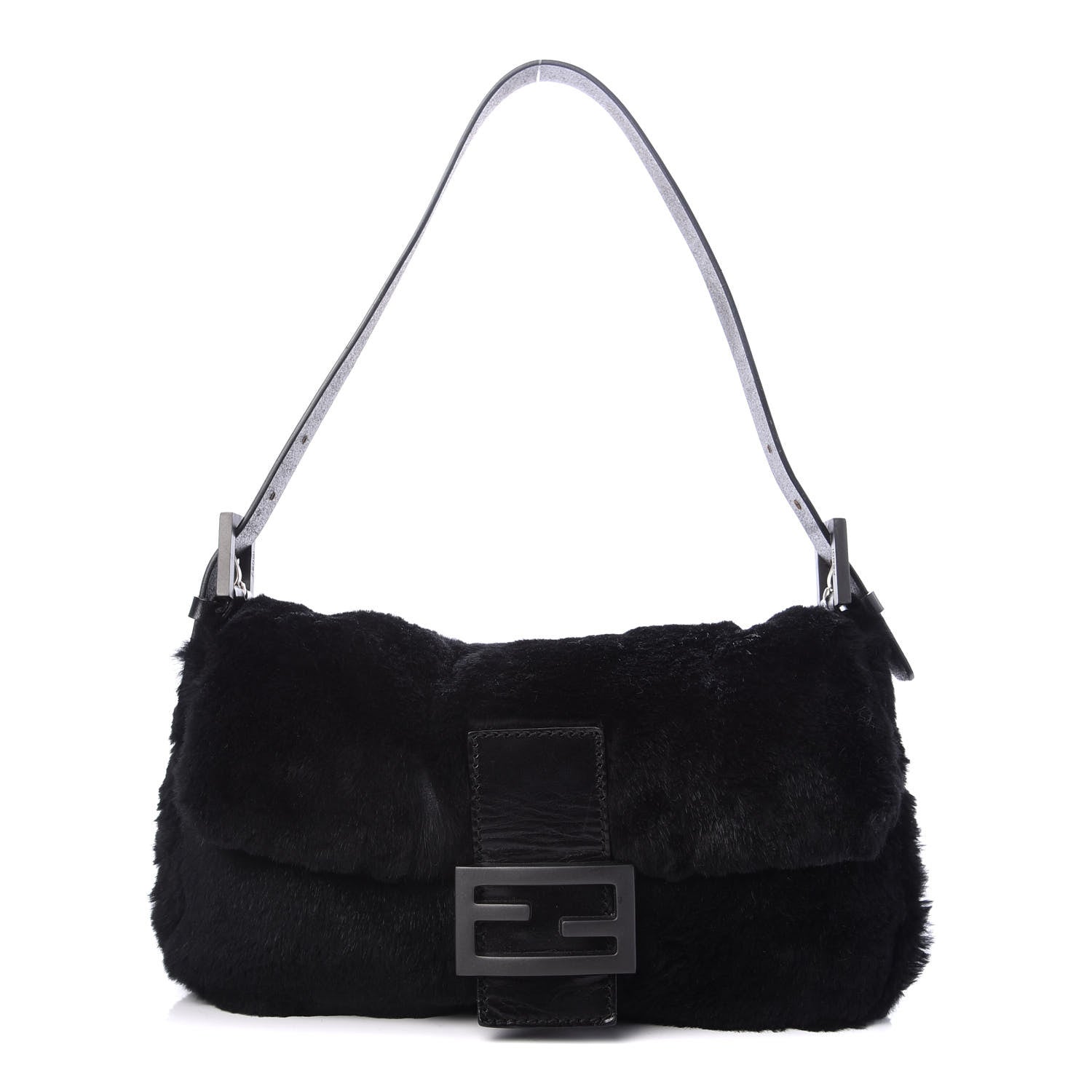 フェンディ FENDI バケット ラパン ラビットファー　ブラック Fendi Rabbit Fur Baguette Black 729667 – FASHIONPHILE