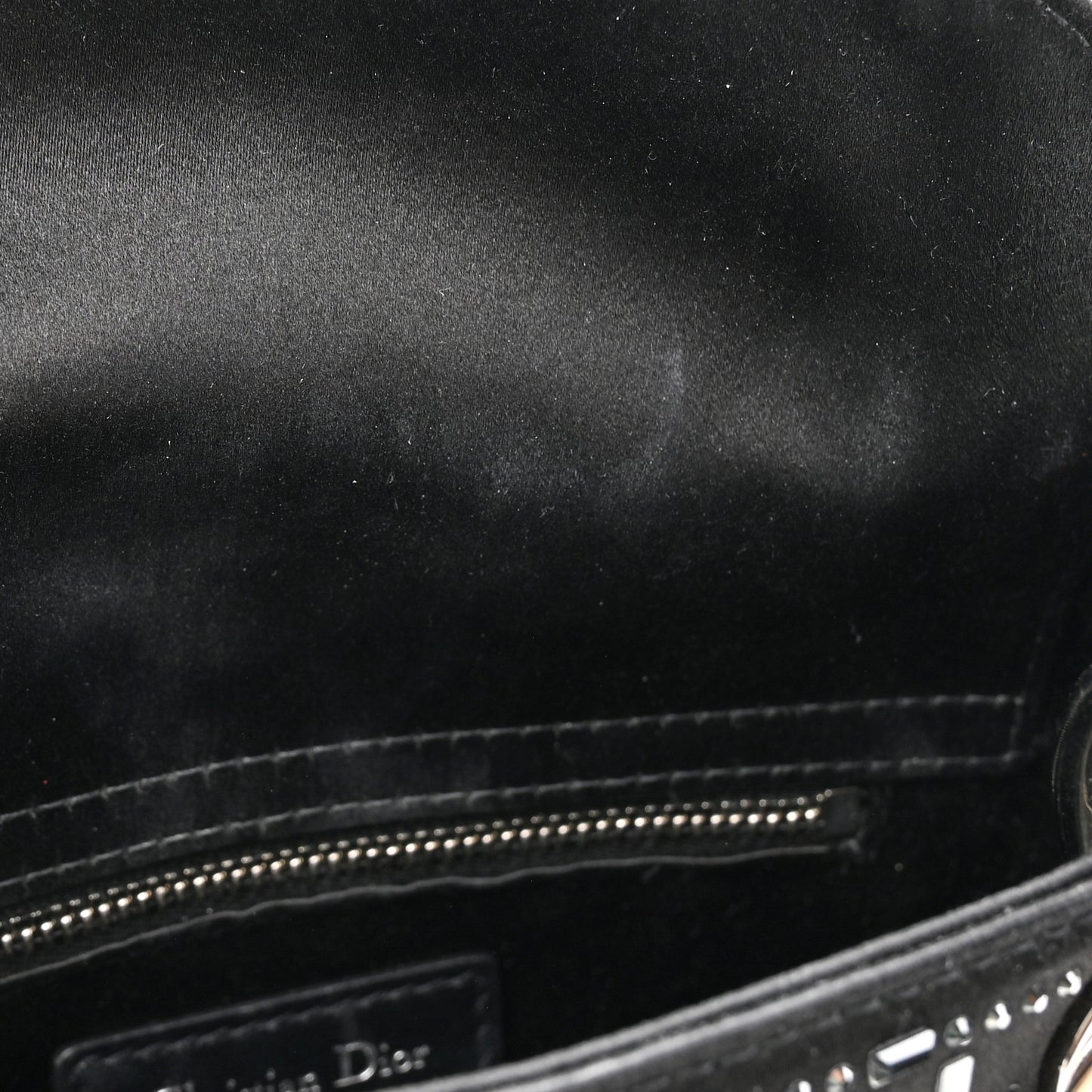 Satin Crystal Cannage Mini Lady Dior Black
