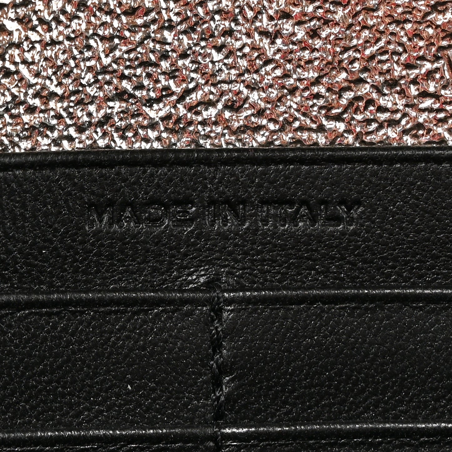 Metallic Crackled Calfskin Matelasse Chevron Monogram Chain Wallet Gold