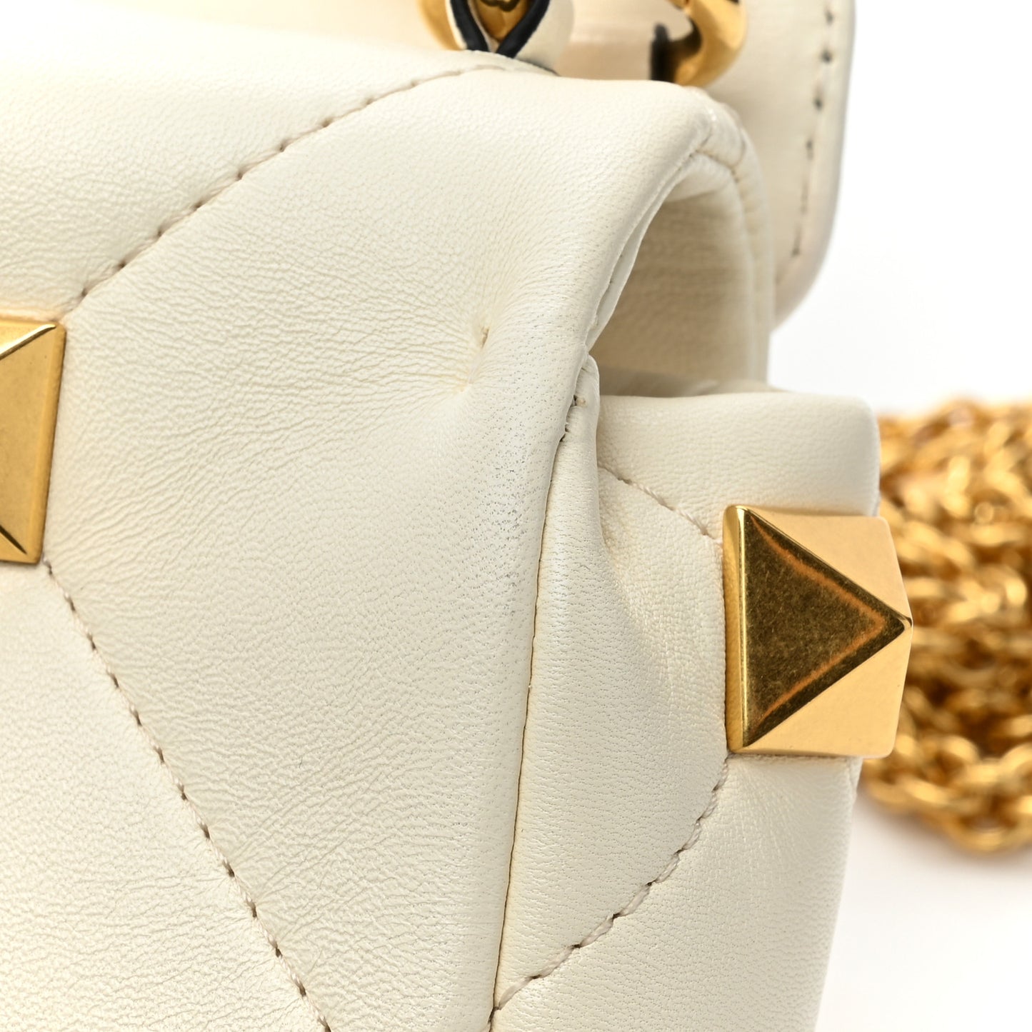 Nappa Small Roman Stud Shoulder Bag White