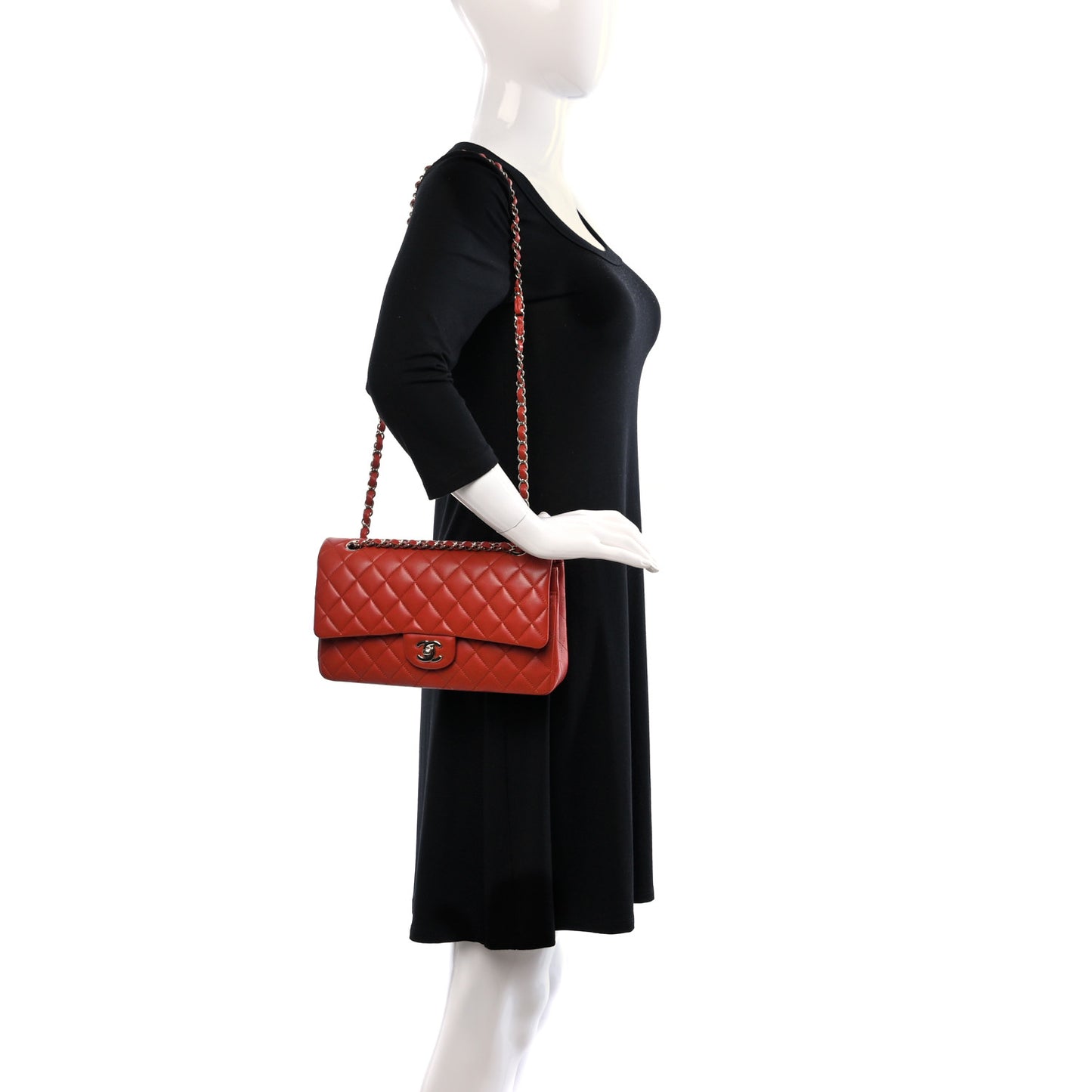 Lambskin Quilted Medium Double Flap Brown