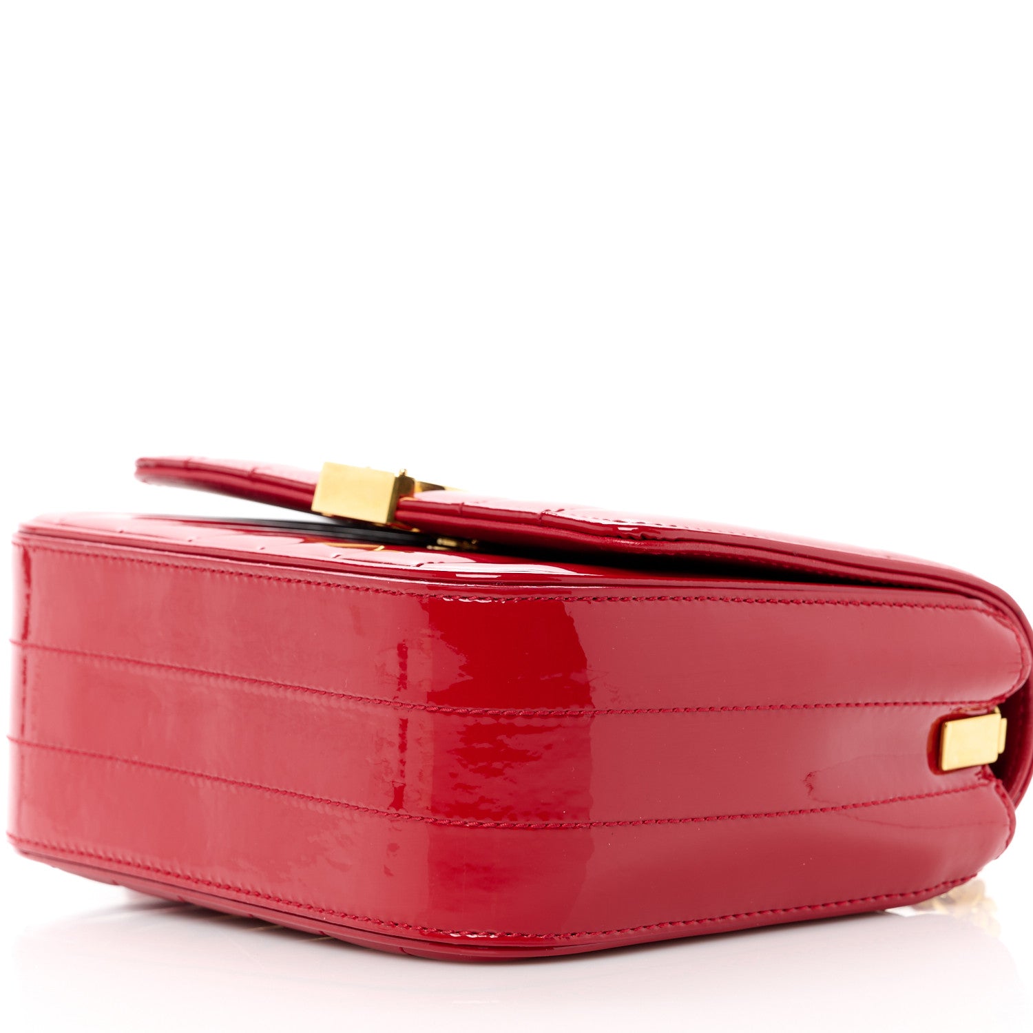 Saint Laurent Patent Matelasse Monogram Small Vicky Chain Bag Red 11 of 11