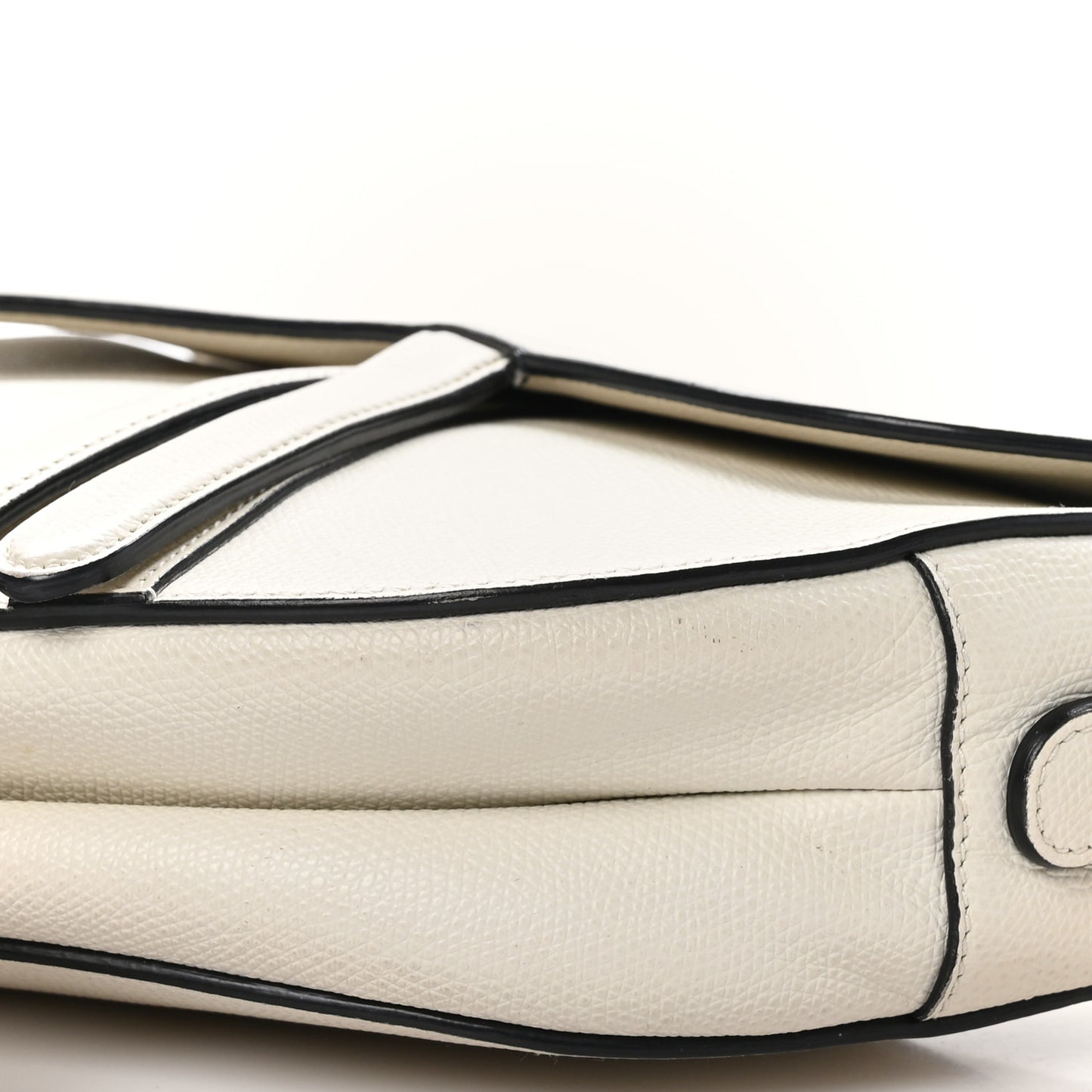 Grained Calfskin Saddle Bag White