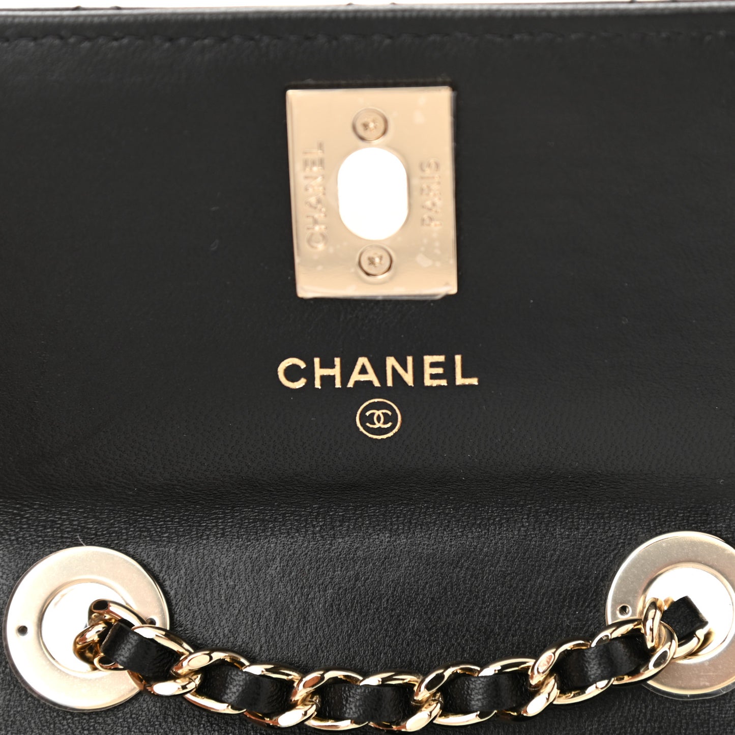 Lambskin Quilted Trendy CC Card Holder On Chain Black