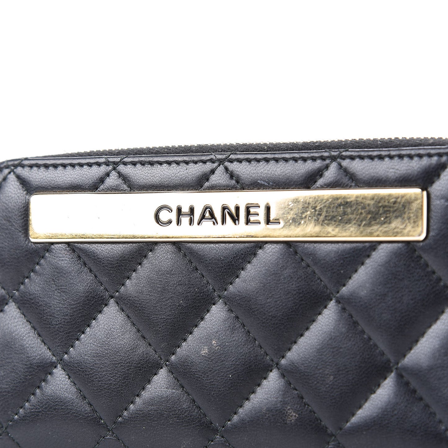 Lambskin Quilted Small Trendy CC Zip Around Wallet Black