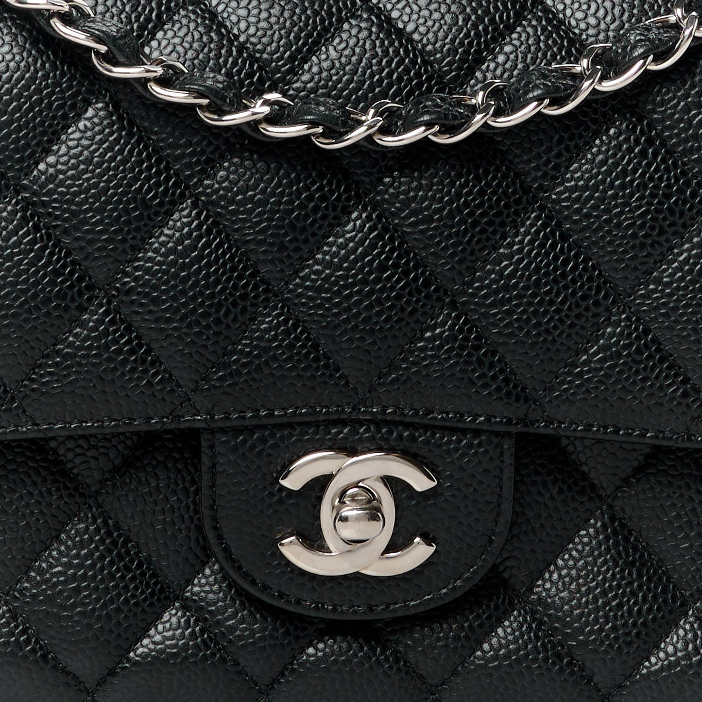 Caviar Quilted Medium Double Flap Black