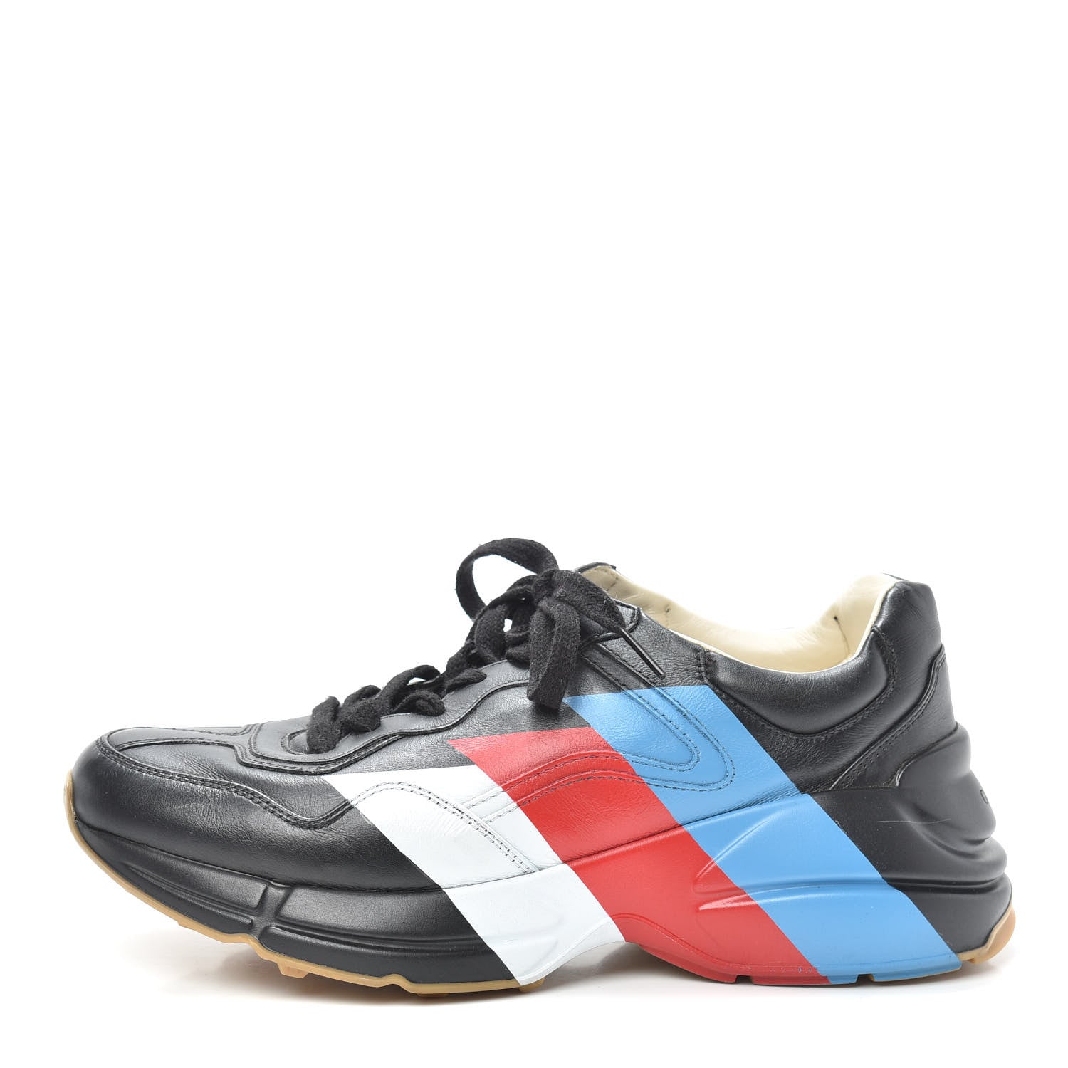 Gucci Calfskin Web Printed Mens Rhyton Sneakers 6 Black 1 of 7