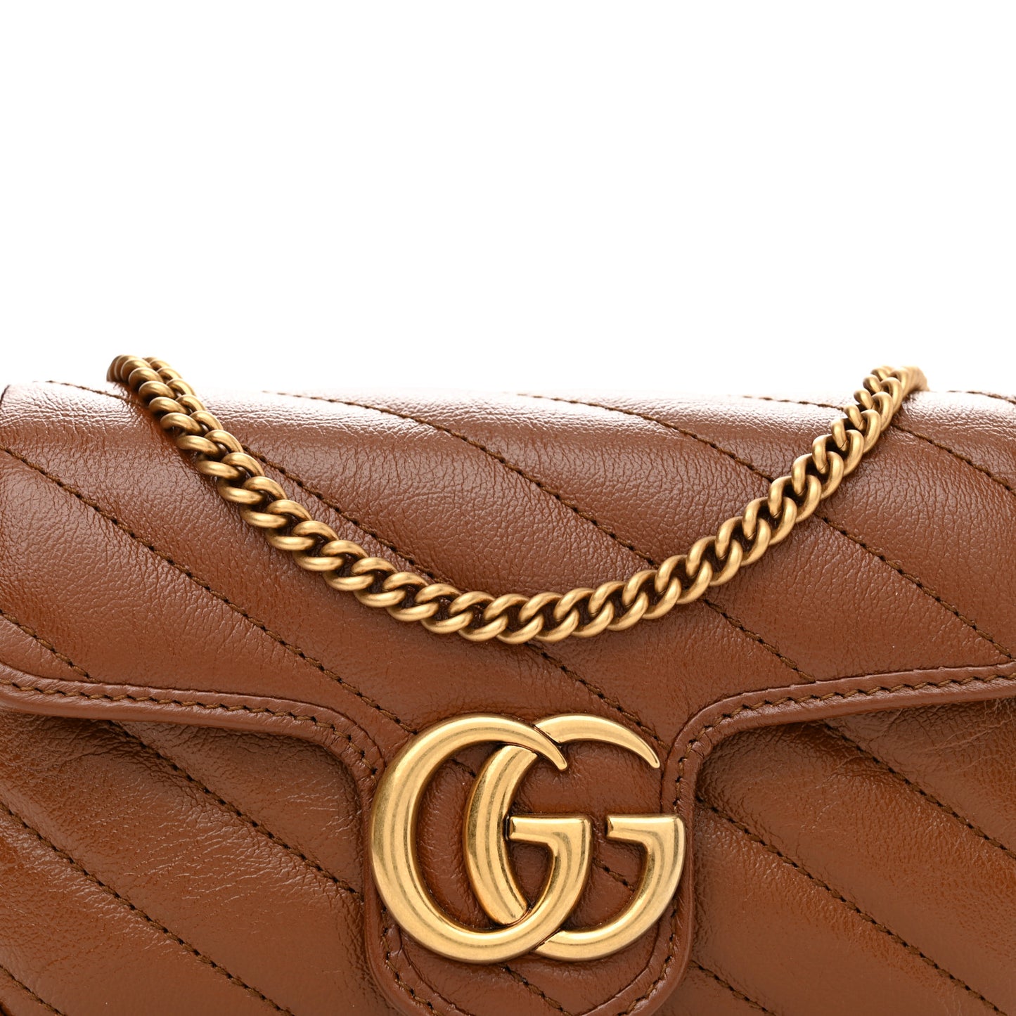 Azalea Calfskin Matelasse Diagonal Super Mini GG Marmont Shoulder Bag Cuir