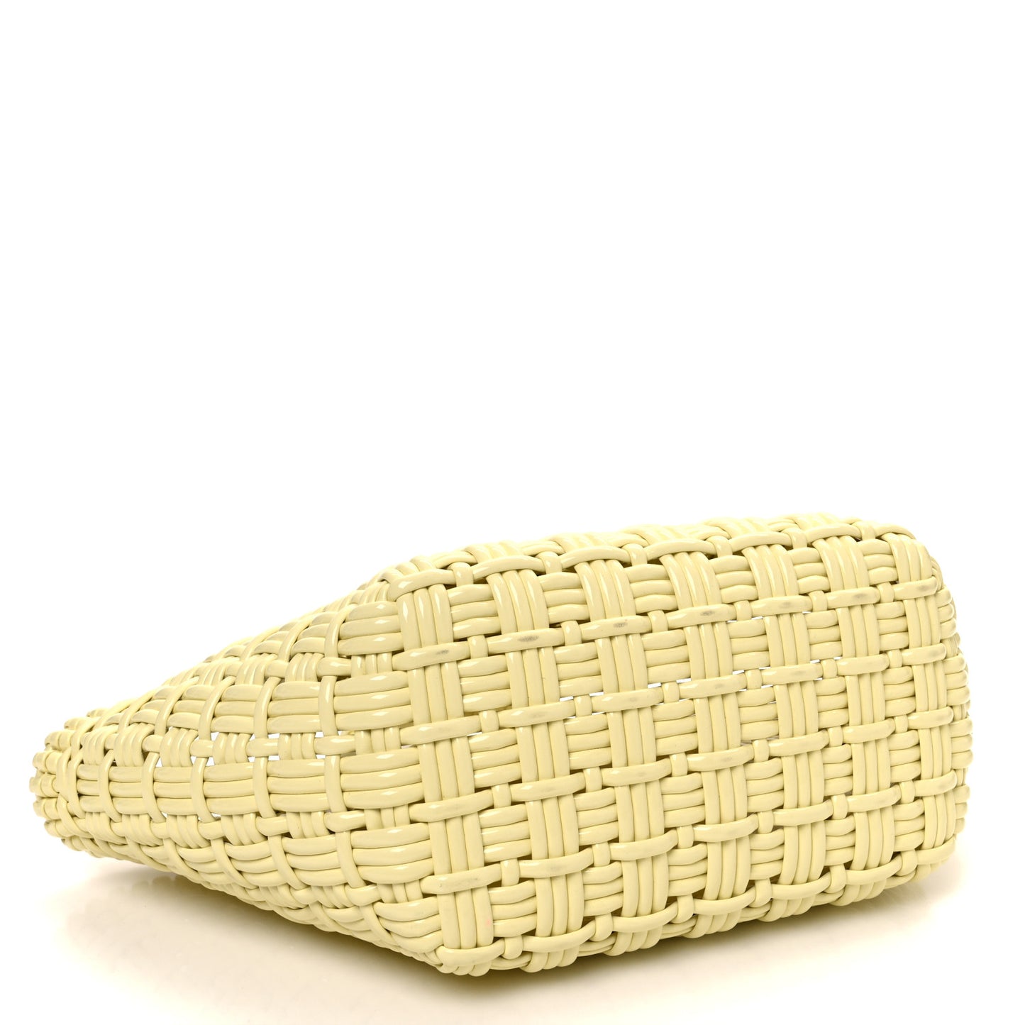 Varnished Faux Calfskin Braided XS Bistro Basket Pale Yellow