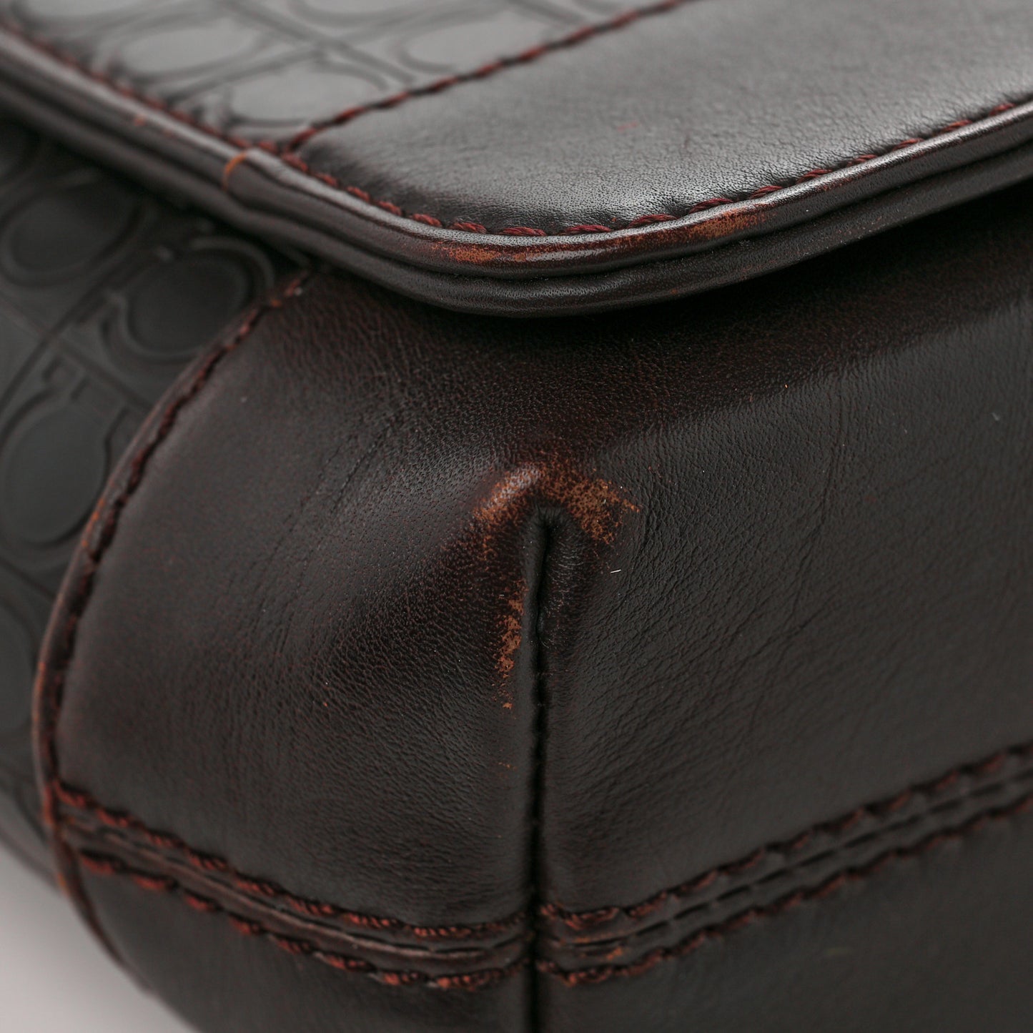 Calfskin Gancini Messenger Bag Dark Brown