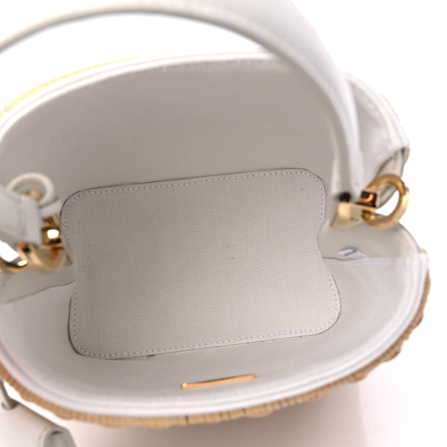 Prada Wicker Canvas Panier Bucket Bag Naturale White 5 of 9