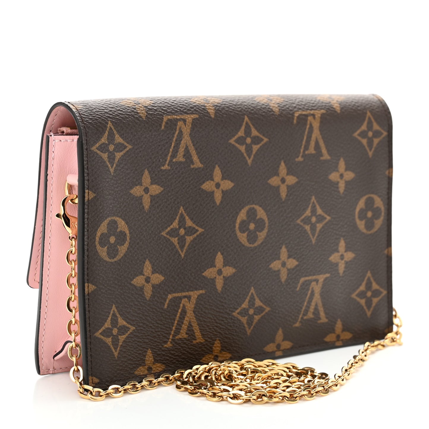 Monogram Flore Chain Wallet Rose Ballerine