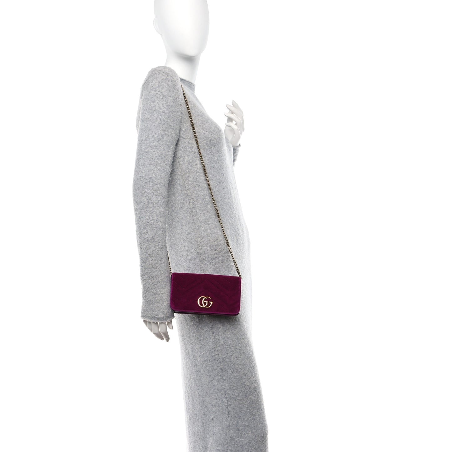 Velvet Matelasse GG Marmont Mini Bag Fuchsia Violet Cyclamen