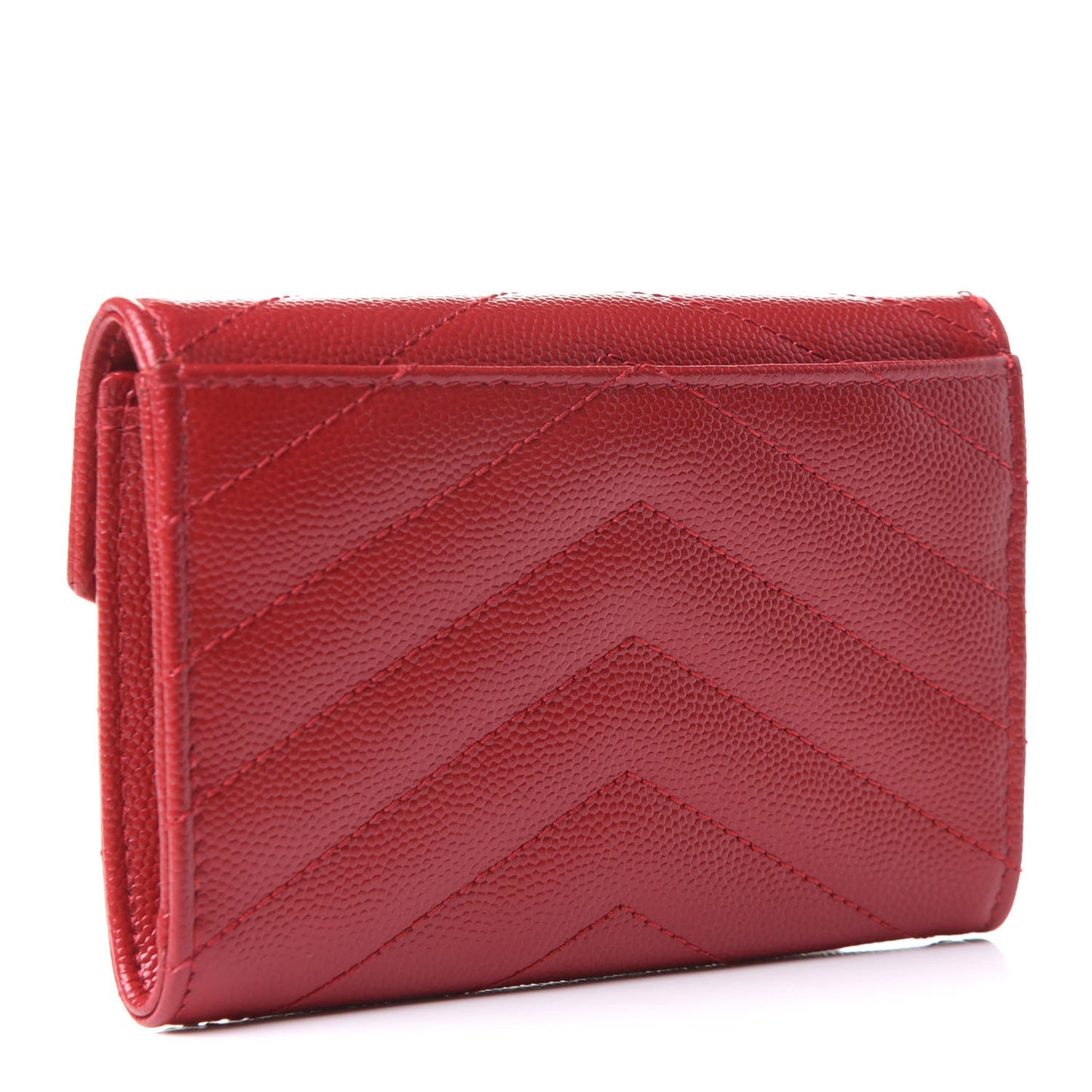 Grain De Poudre Matelasse Chevron Small Monogram Envelope Wallet Rouge Eros