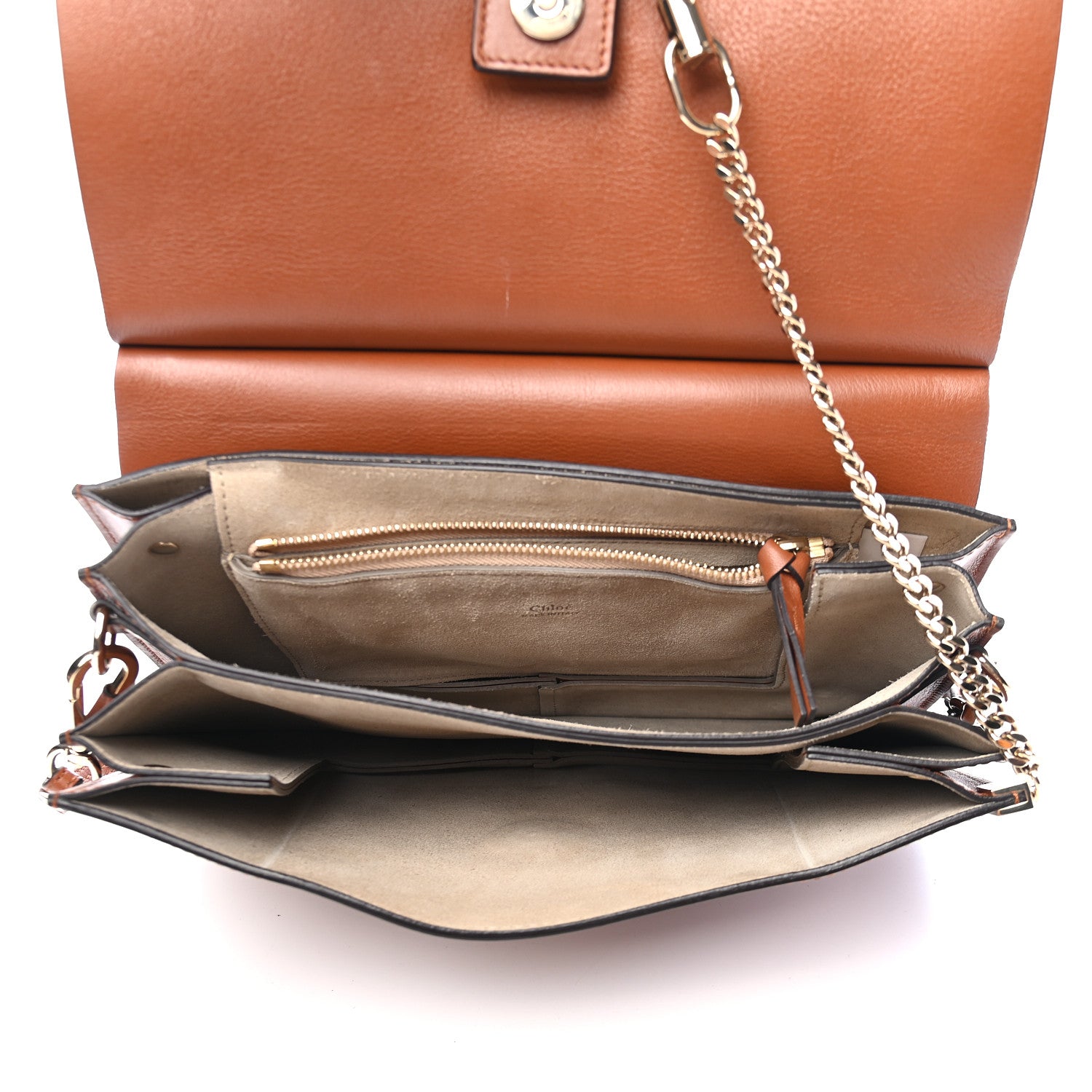 Chloe Suede Calfskin Medium Faye Shoulder Bag Tobacco 5 of 10