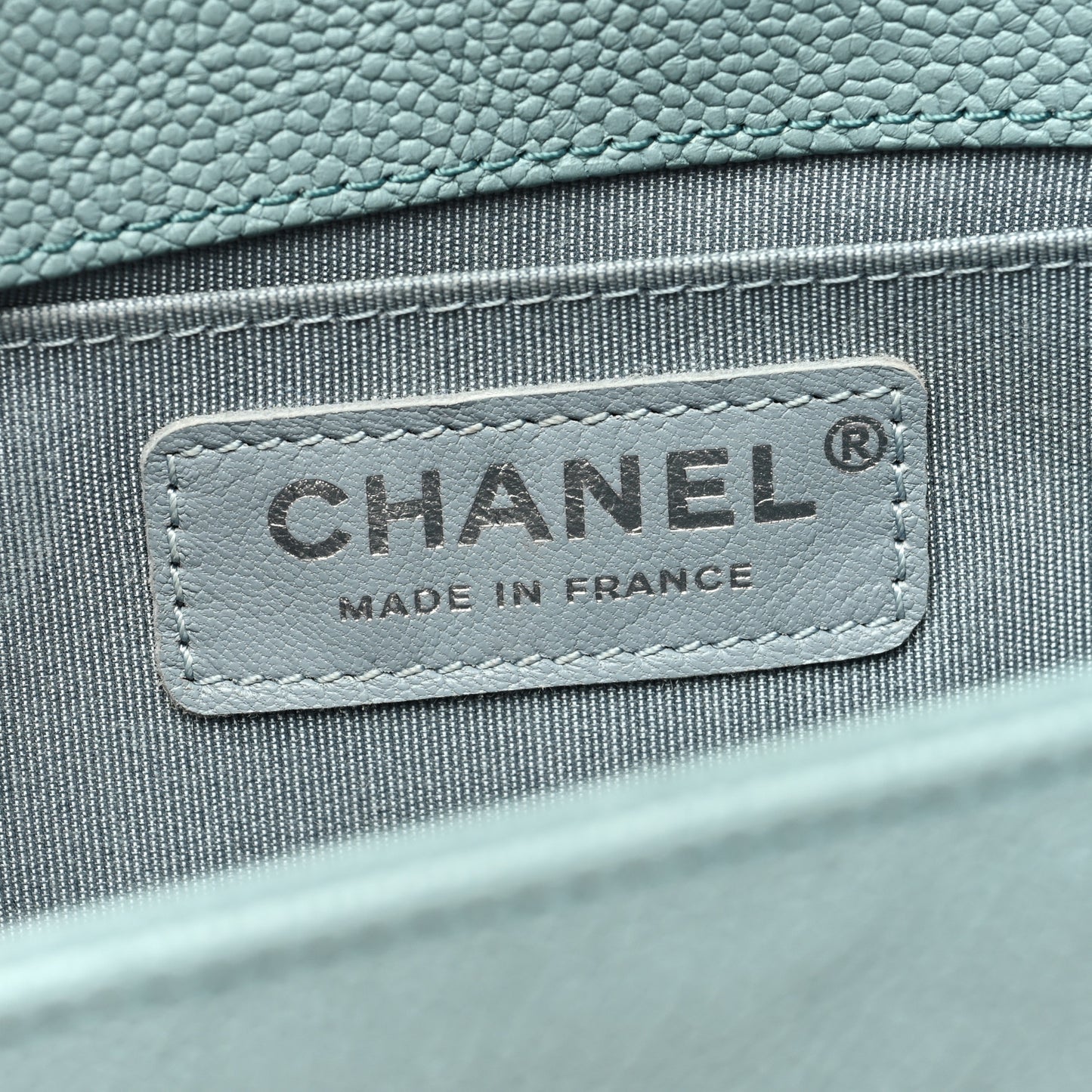 Caviar Quilted Medium Boy Flap Light Blue