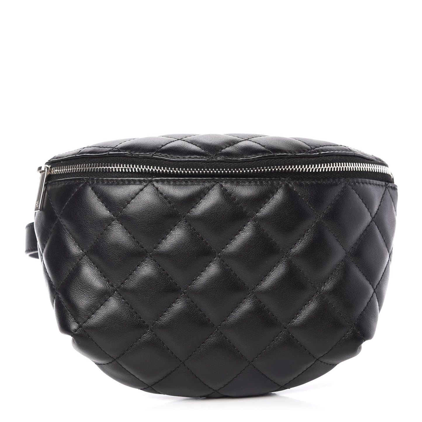 Grained Calfskin Quilted Waist Belt Bag Black