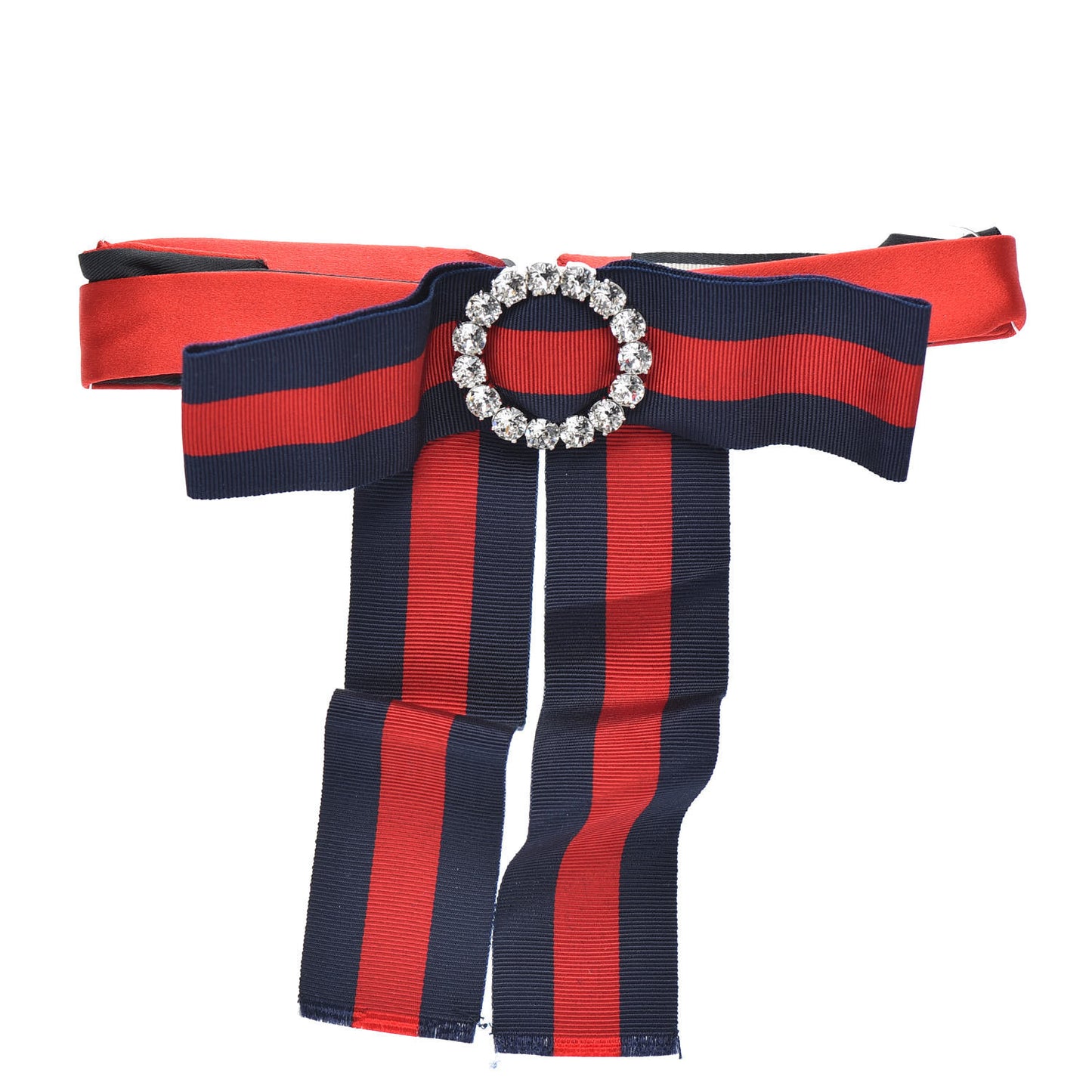Grosgrain Web Crystal Neck Bow Blue Red