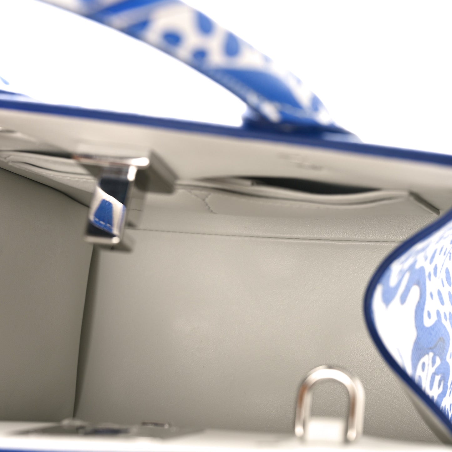 Calfskin Foliage Print Mini The Studio Bag White Blue