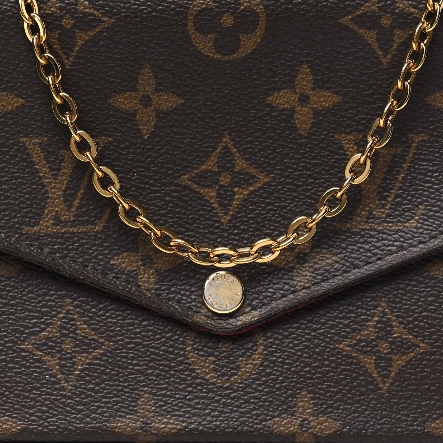 Monogram Pochette Felicie Chain Wallet Fuchsia
