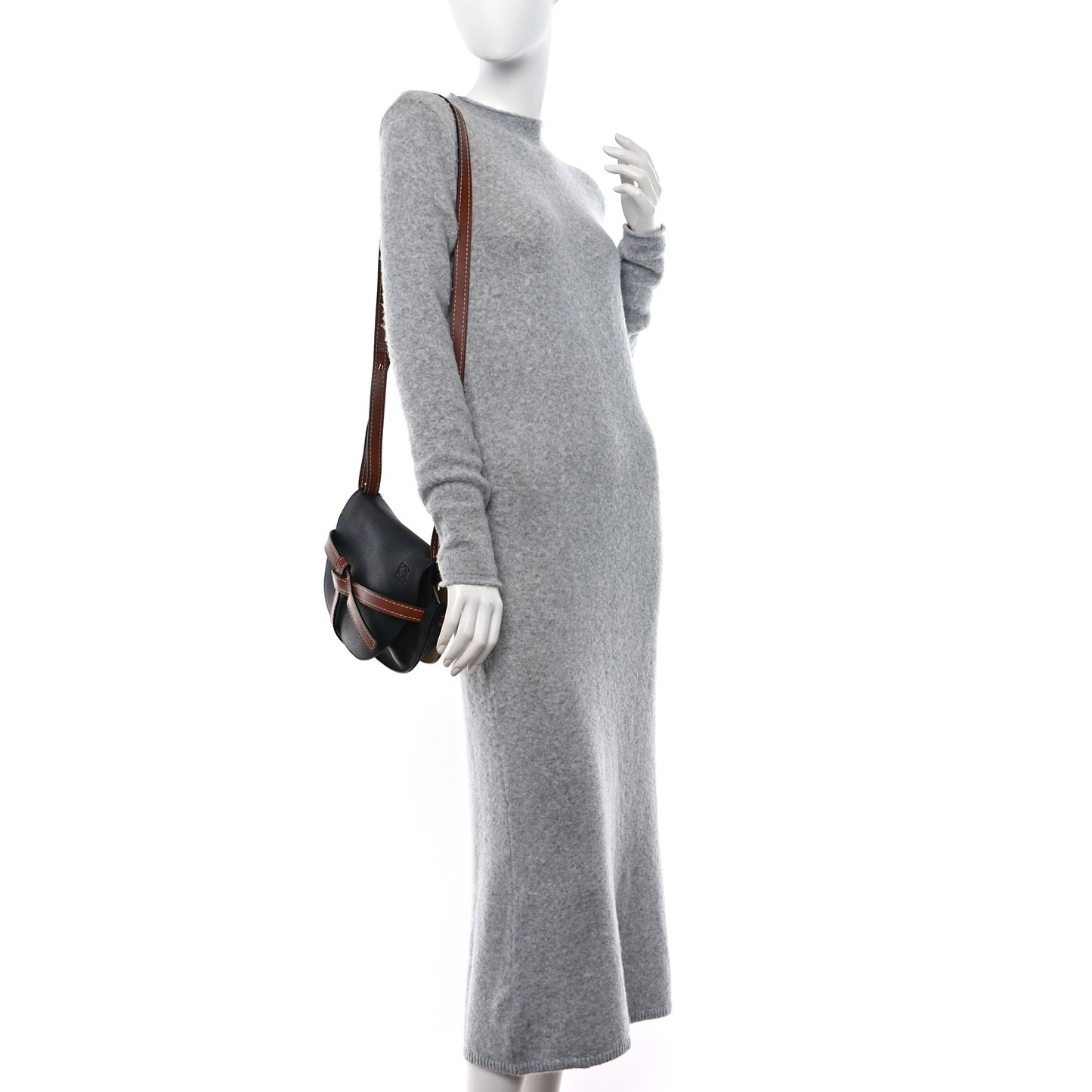 Grained Calfskin Small Gate Crossbody Bag Pecan Black
