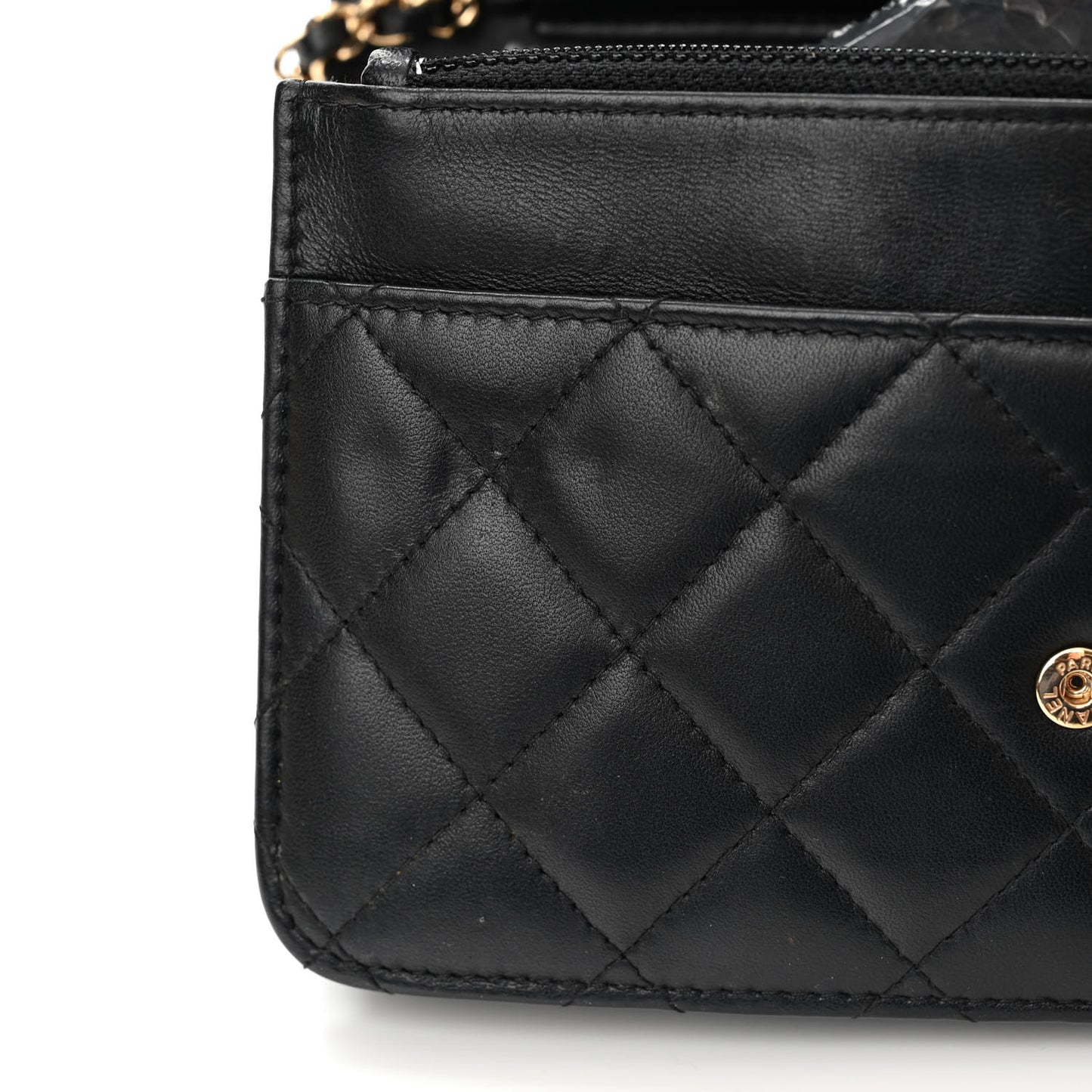 Lambskin Quilted Wallet On Chain WOC Black
