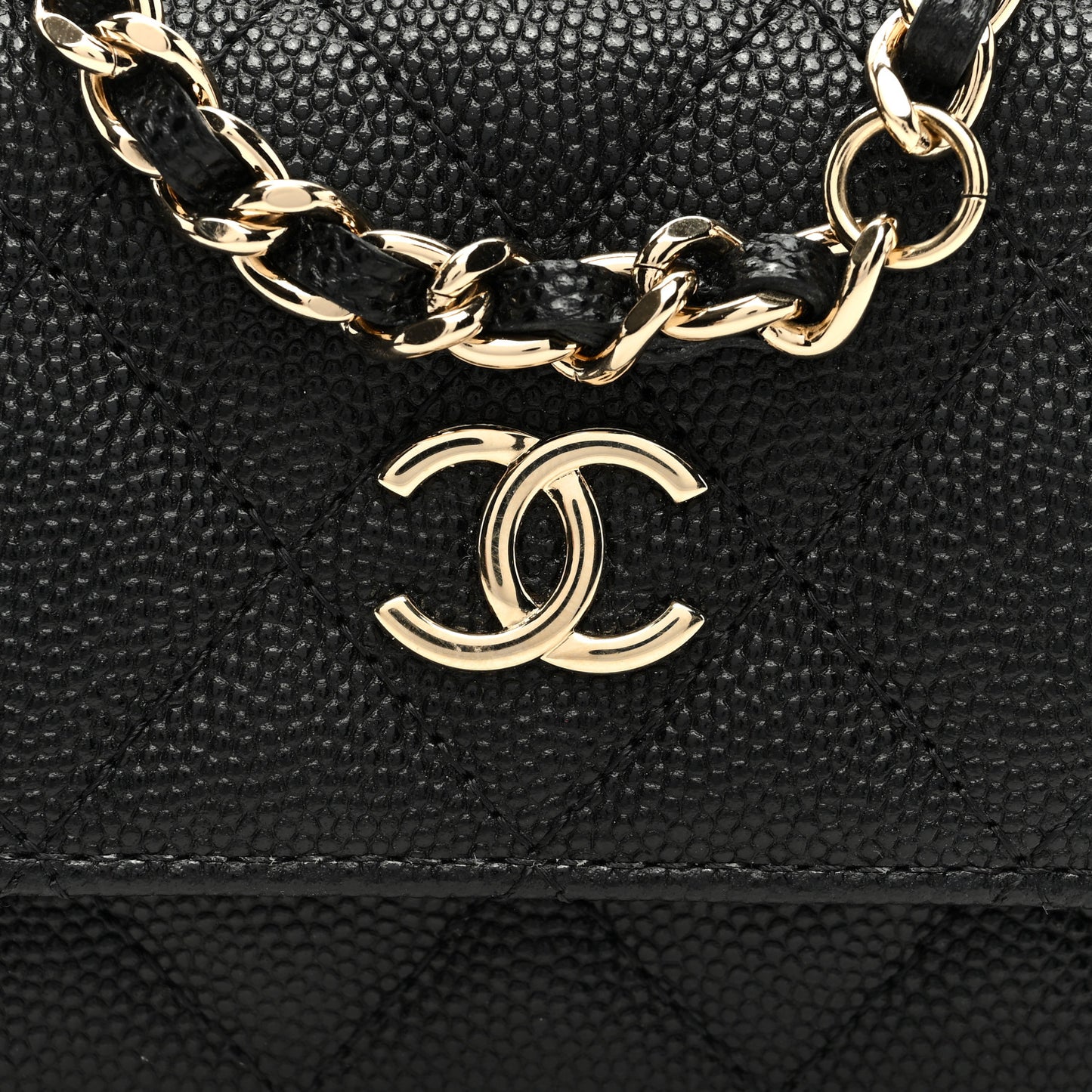 Caviar Quilted Belt Bag With Charms On Chain Black