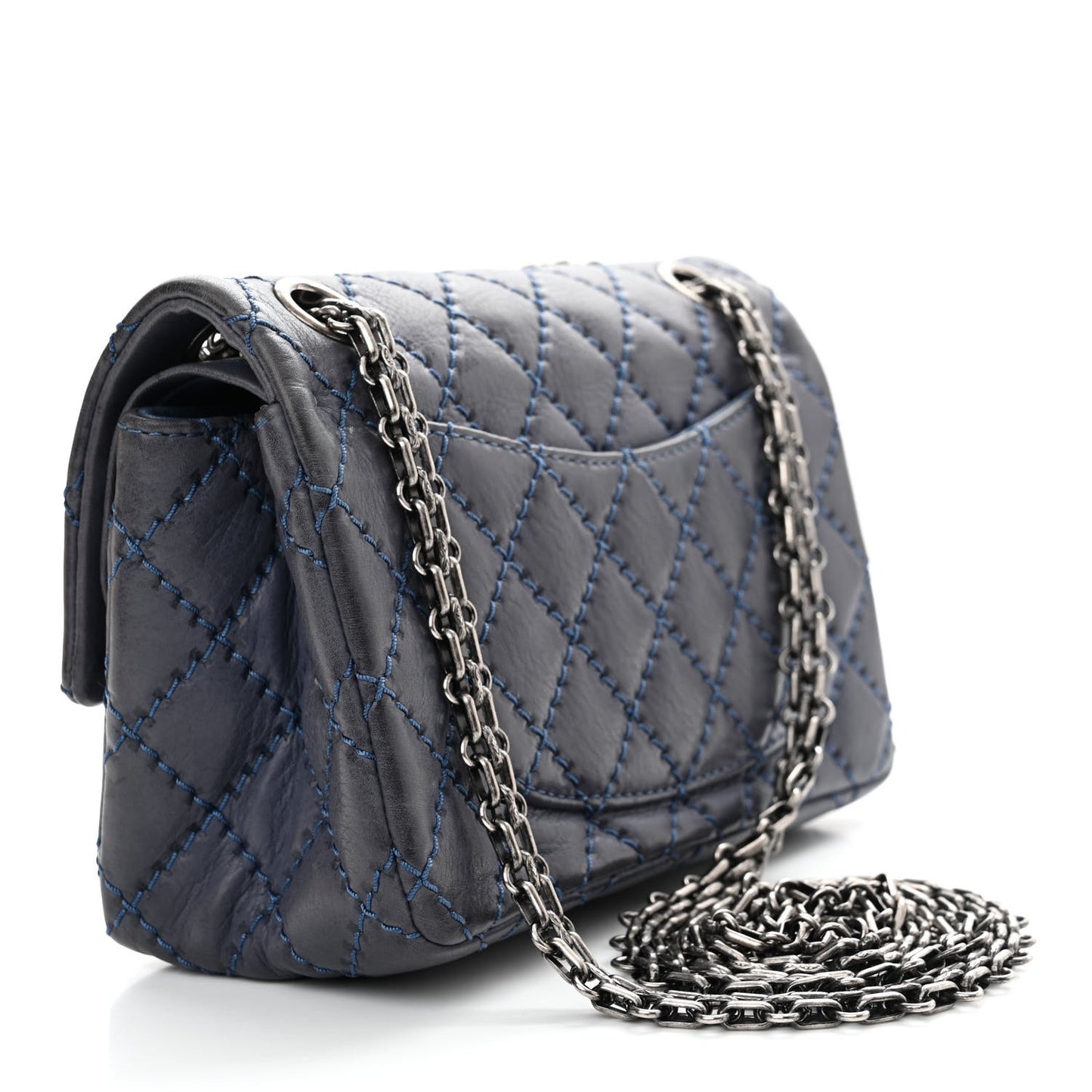 Aged Calfskin Quilted 2.55 Reissue Mini Flap Navy