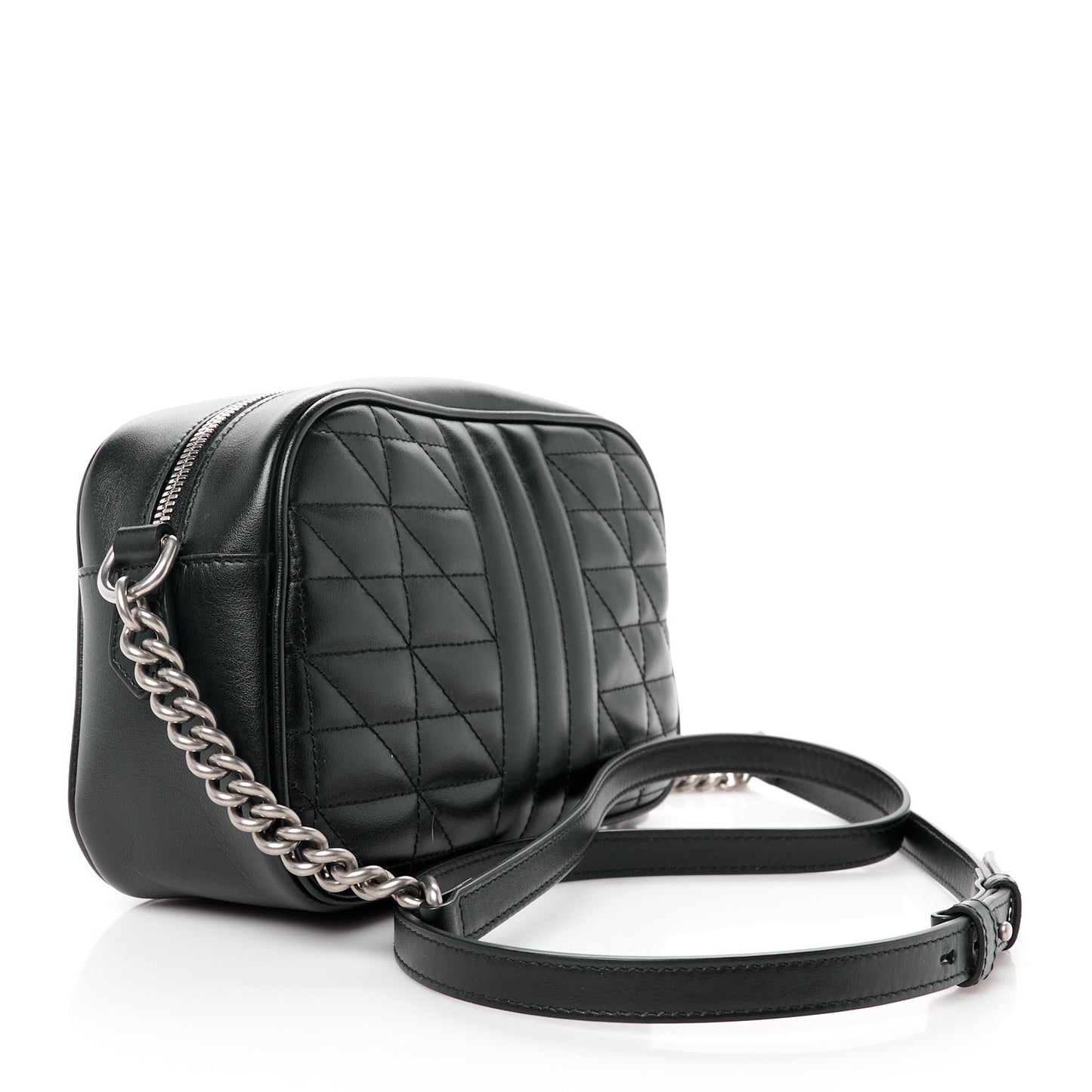 Calfskin Matelasse Aria Small GG Marmont Chain Shoulder Bag Black