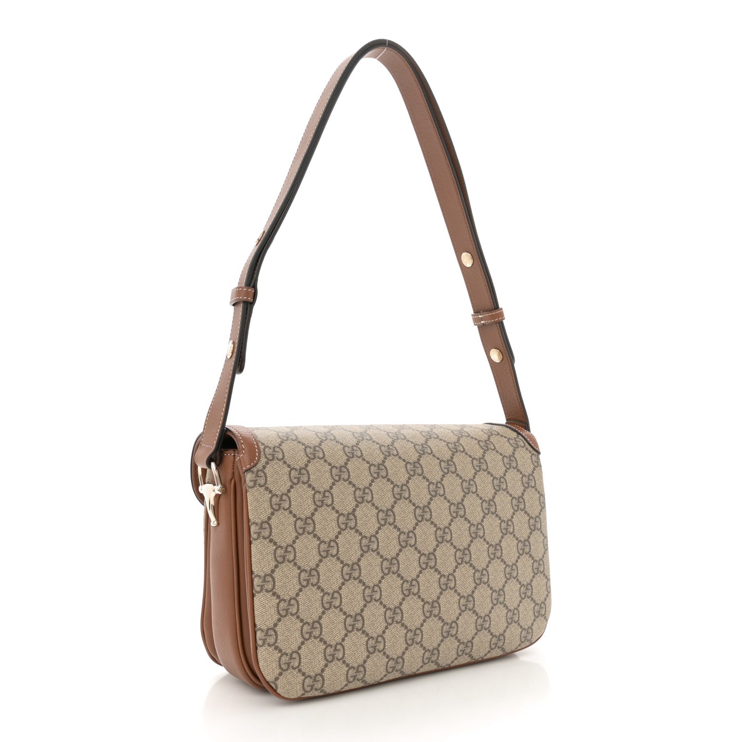GG Supreme Monogram Horsebit 1955 Soft Small Shoulder Bag Beige Brown