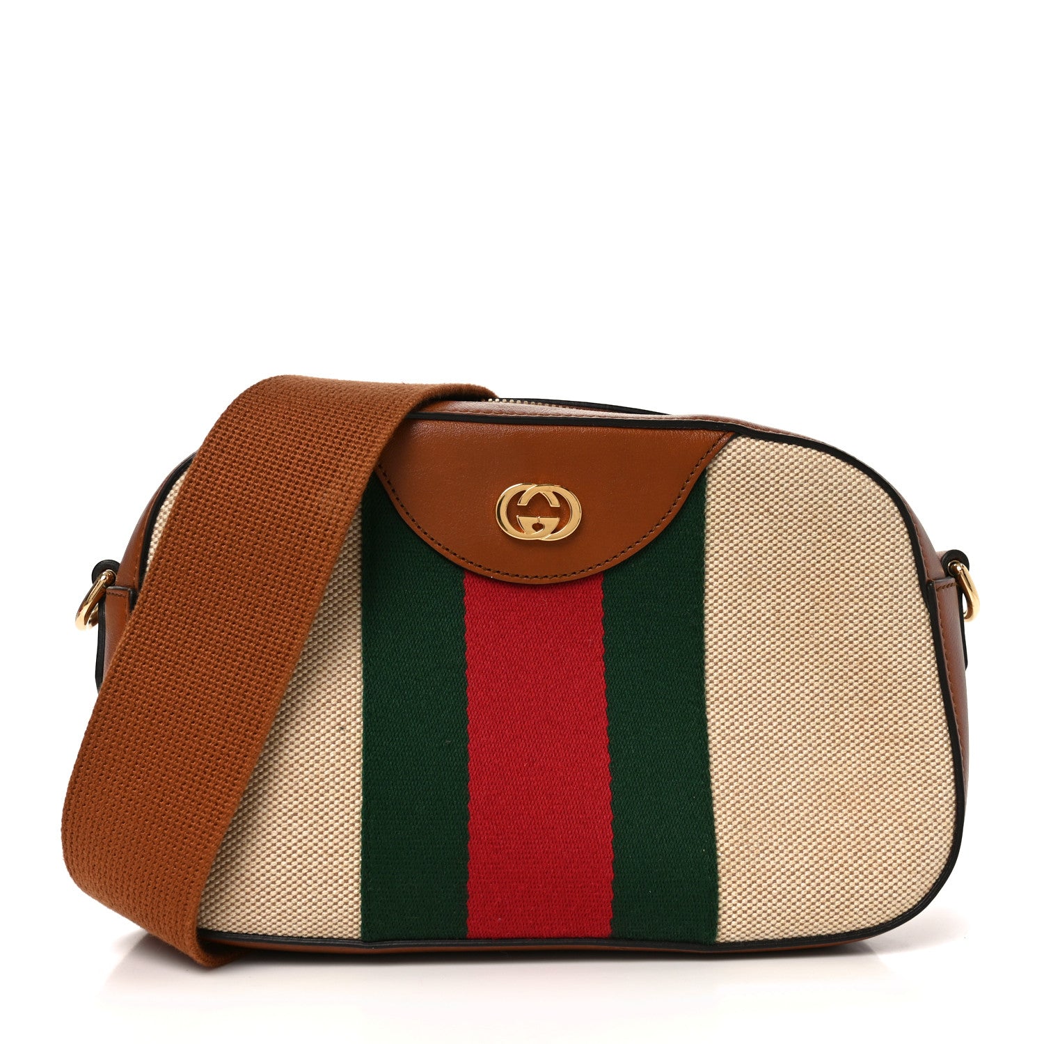 Gucci Vintage Canvas Web Shoulder Bag Sand Cuir 1870924 – FASHIONPHILE