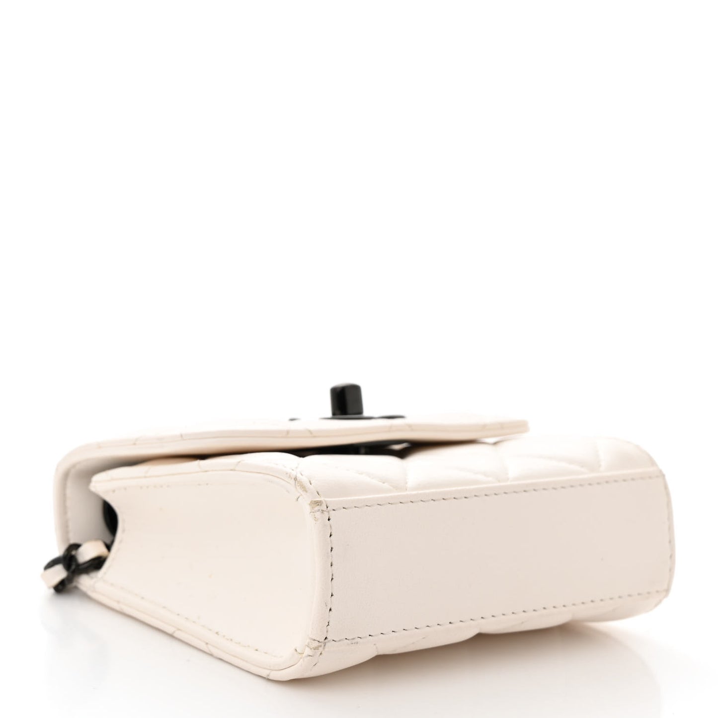 Lambskin Quilted Mini Trendy CC Clutch With Chain White