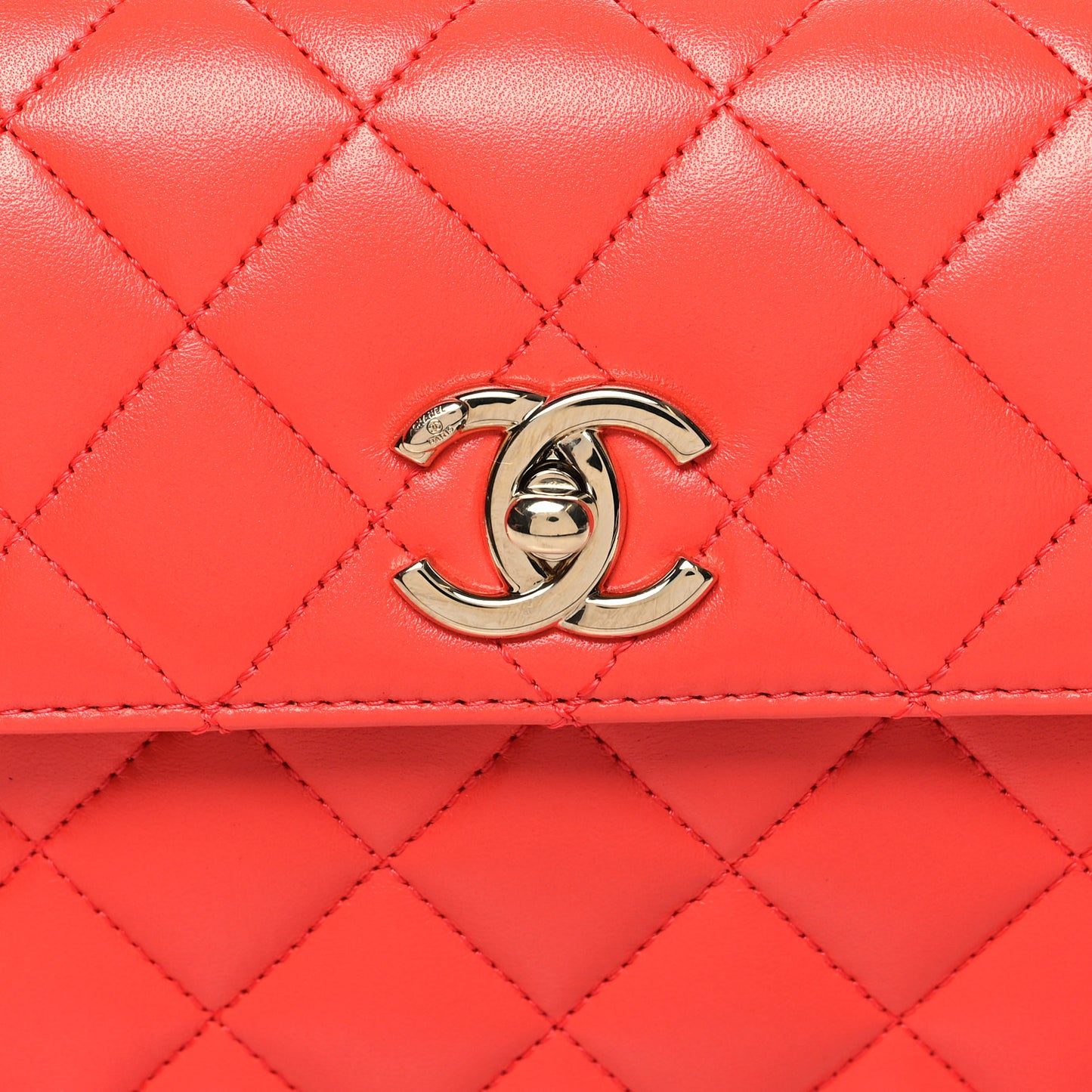 Lambskin Quilted Mini Trendy CC Dual Handle Flap Bag Red