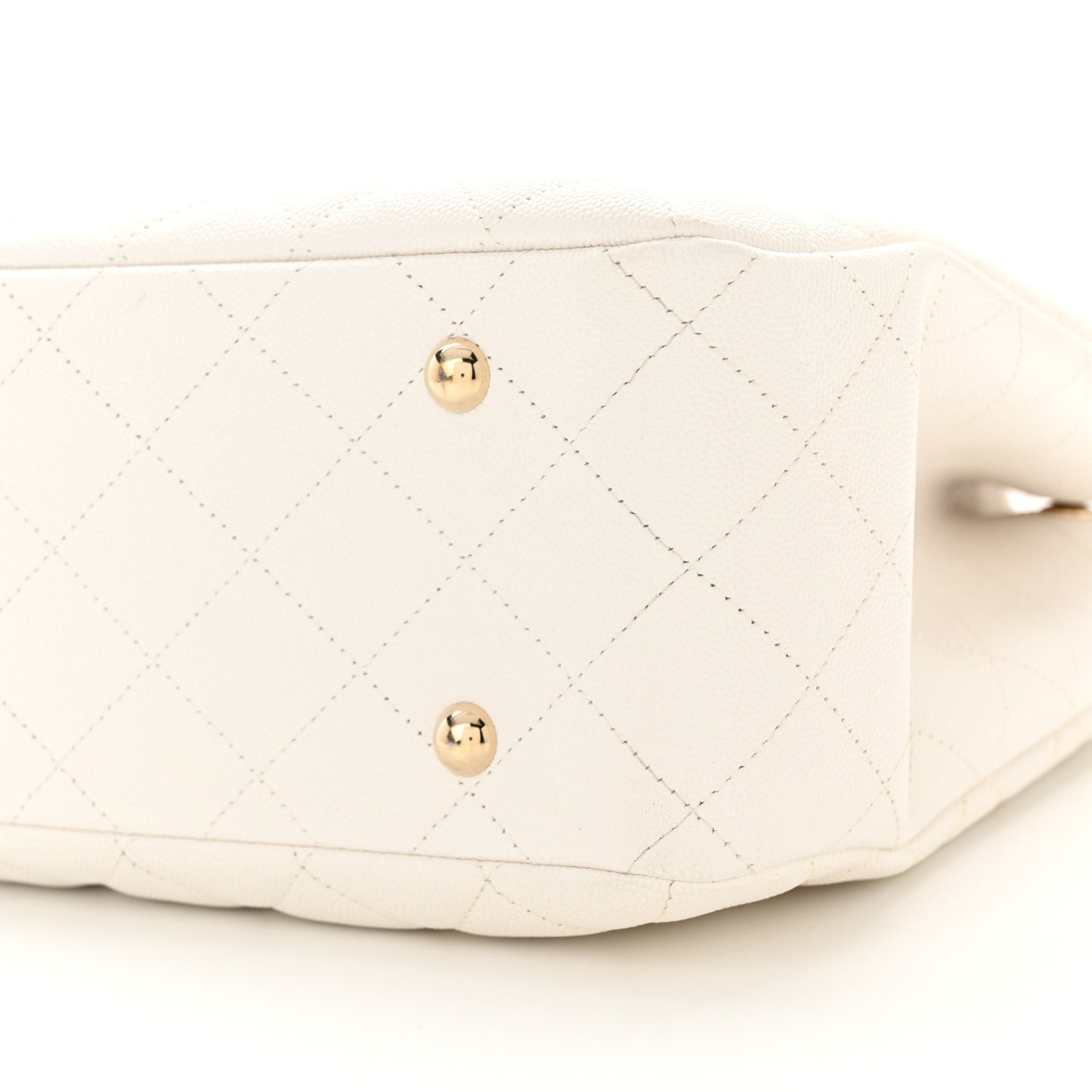 Caviar Quilted Large Classic Shopping Tote White