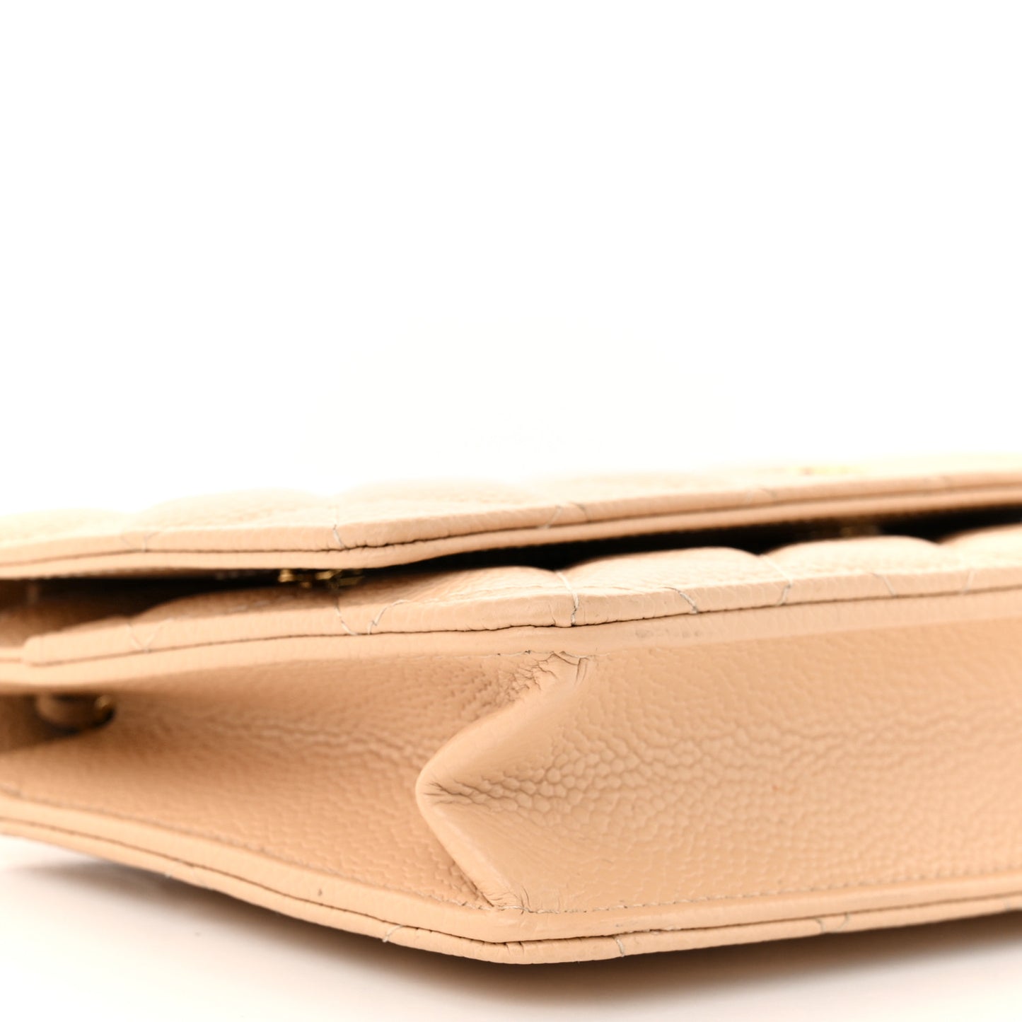 Caviar Quilted Wallet On Chain WOC Beige