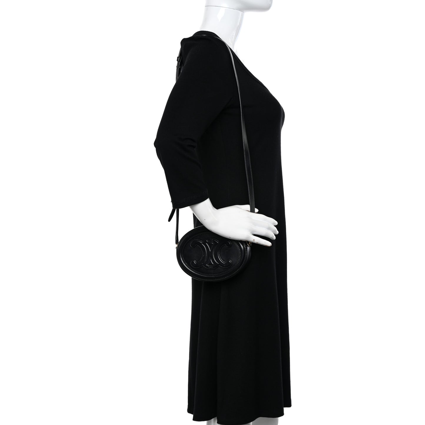 Smooth Calfskin Cuir Triomphe Oval Bag Black