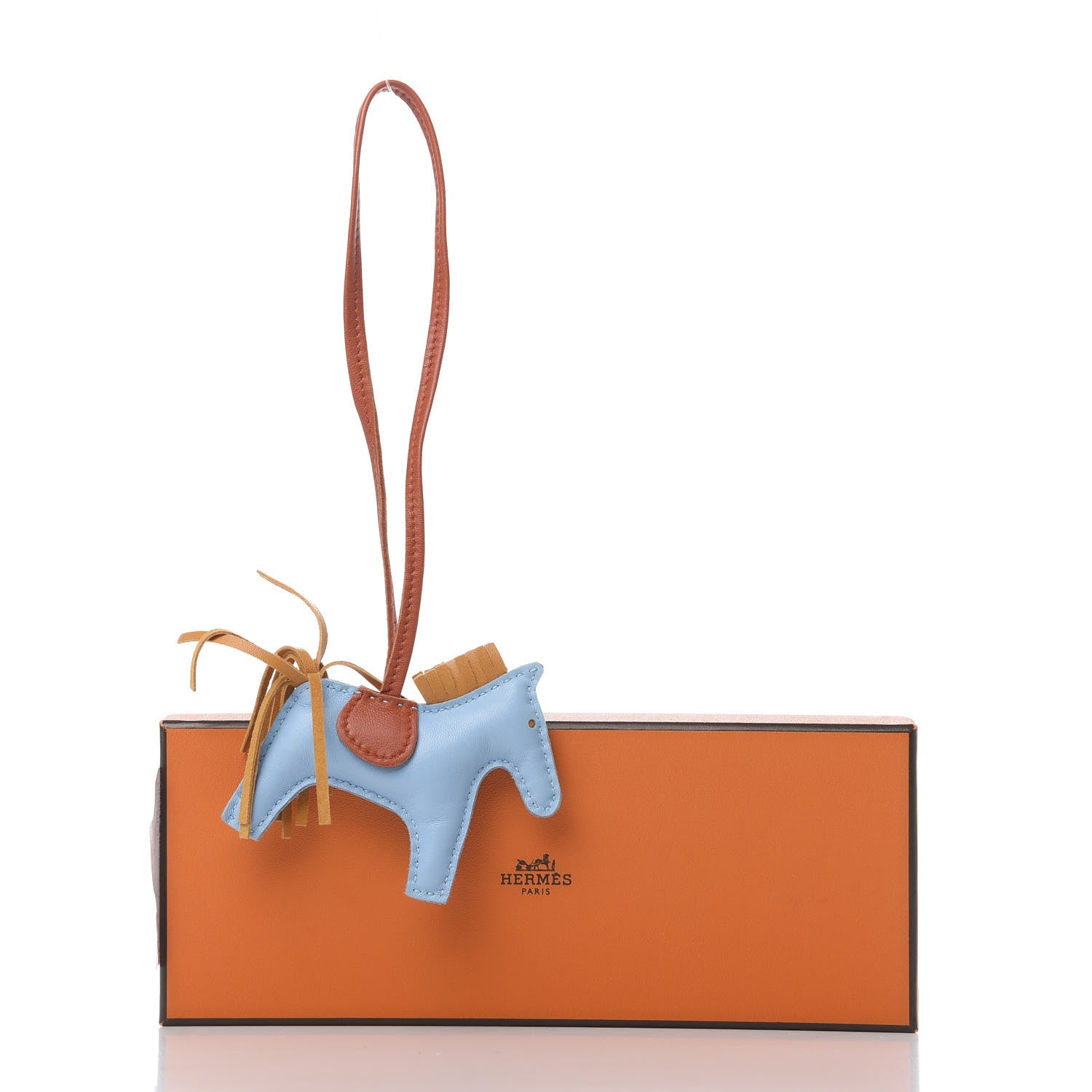 Hermes Milo Lambskin Grigri Rodeo Horse Bag Charm PM Celeste Naturel Bouton D'Or Cornaline 4 of 4