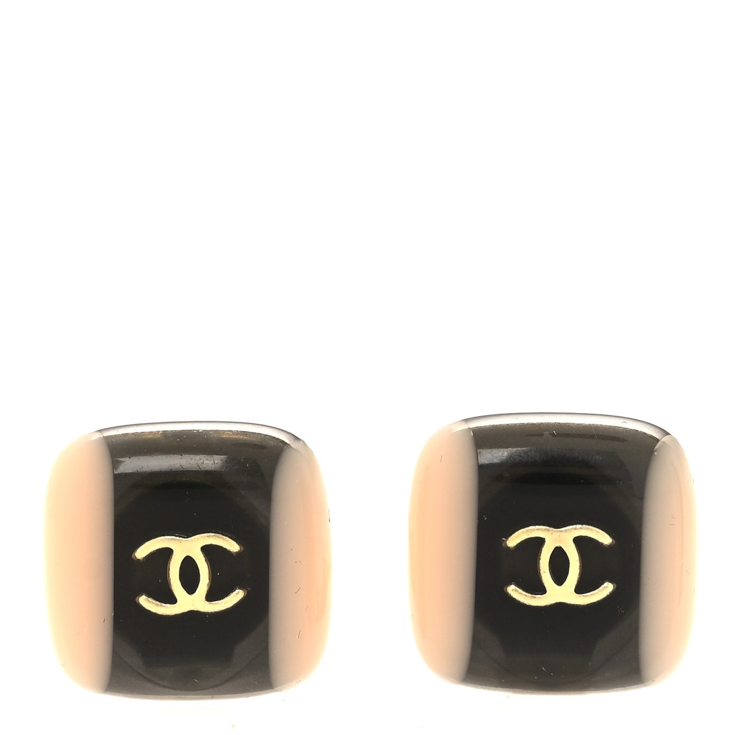 Resin CC Clip On Earrings Black White