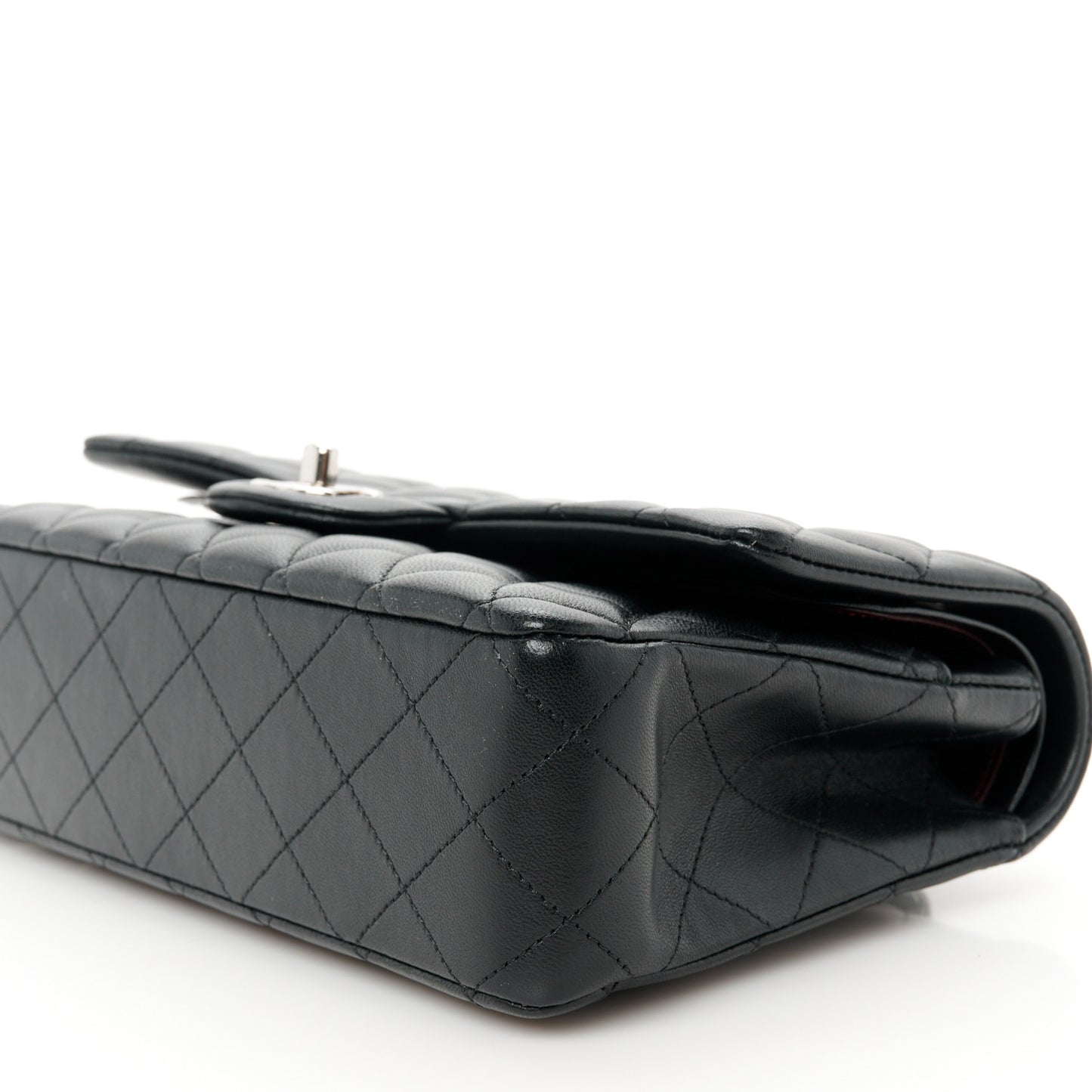 Lambskin Quilted Medium Double Flap Black