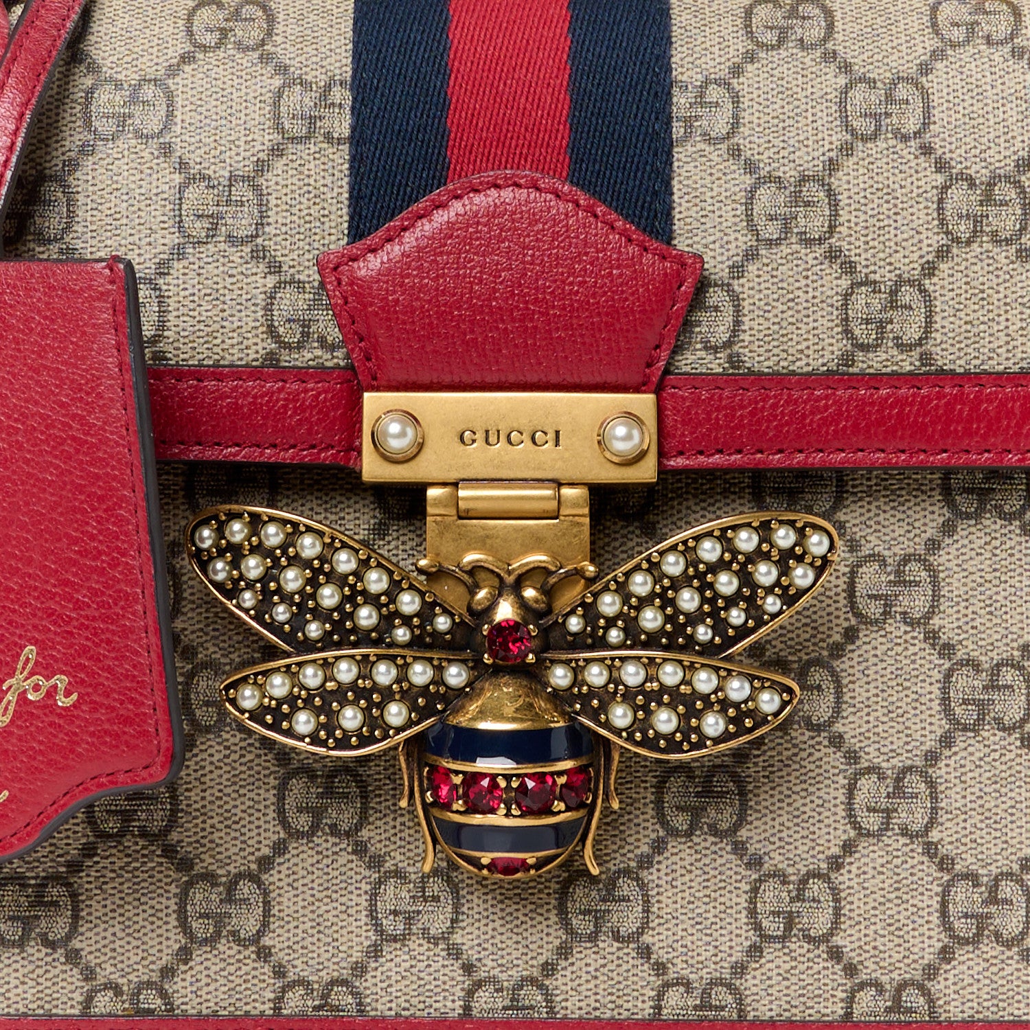 Gucci GG Supreme Monogram Small Queen Margaret Top Handle Bag Red 9 of 12