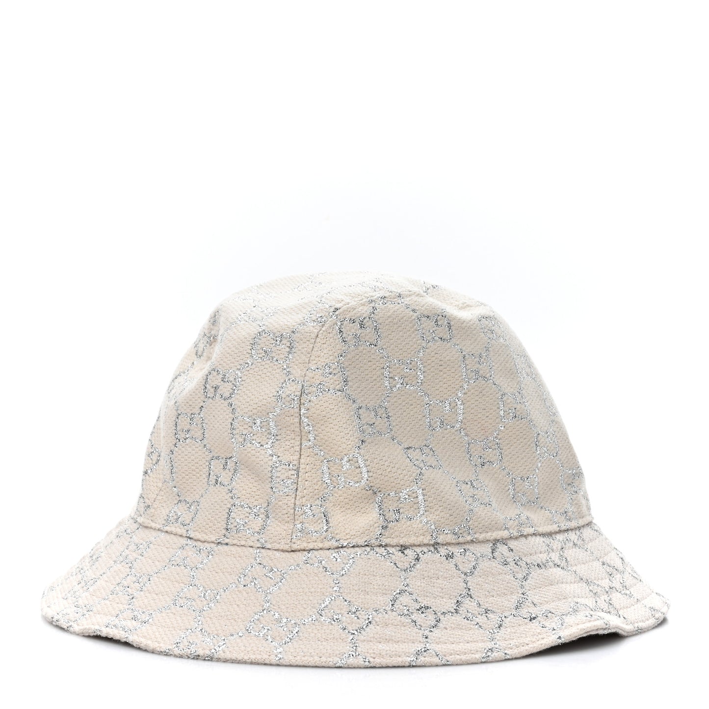 Canvas Lame GG Monogram Bucket Hat S Gardenia Silver