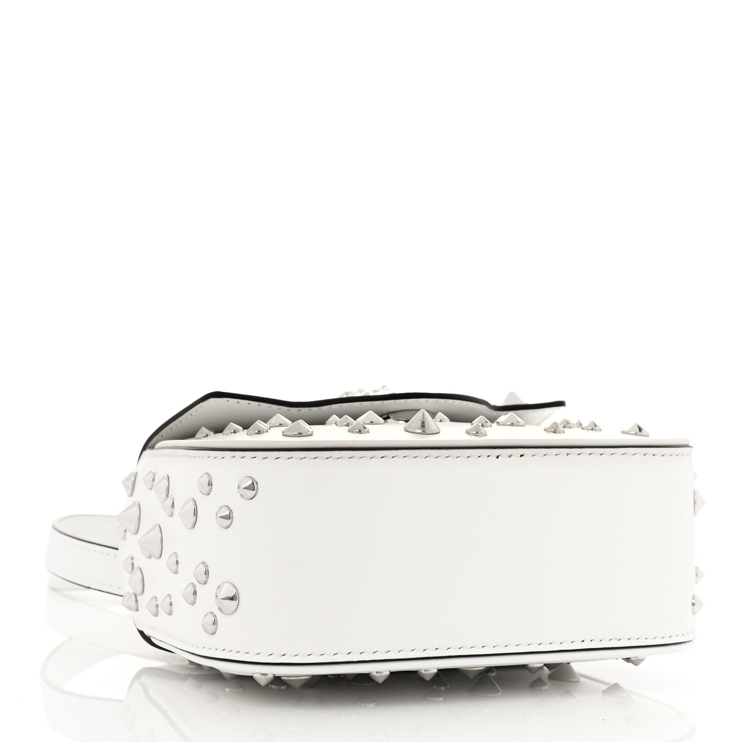 Grained Calfskin Spiked Mini La Medusa Bag White