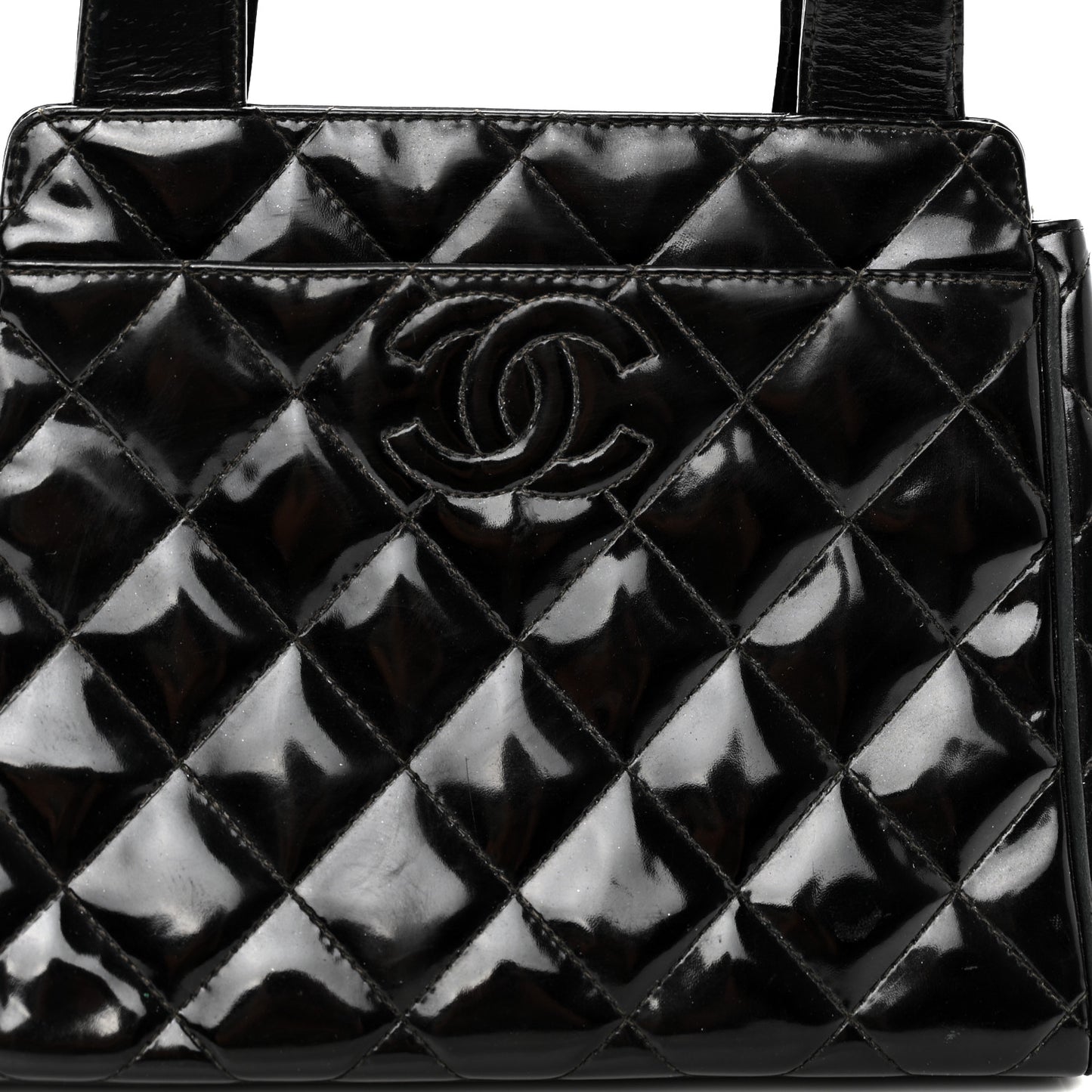 Patent Quilted Timeless CC Small Pocket Shoulder Bag Black