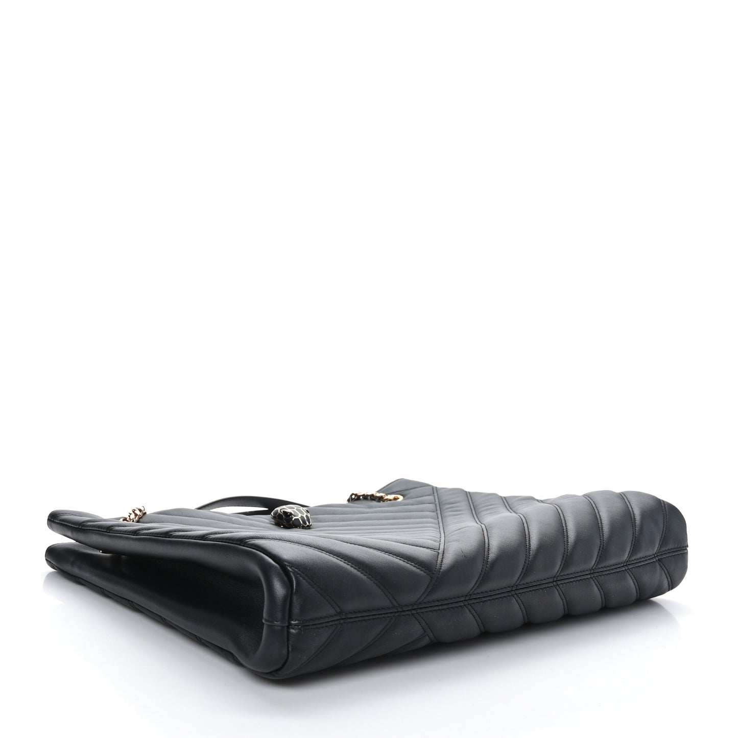 Calfskin Matelasse Serpenti Cabochon Tote Bag Black