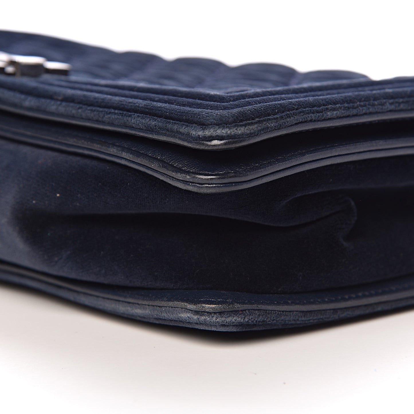 Velvet Tweed Quilted New Medium Boy Flap Dark Navy Blue