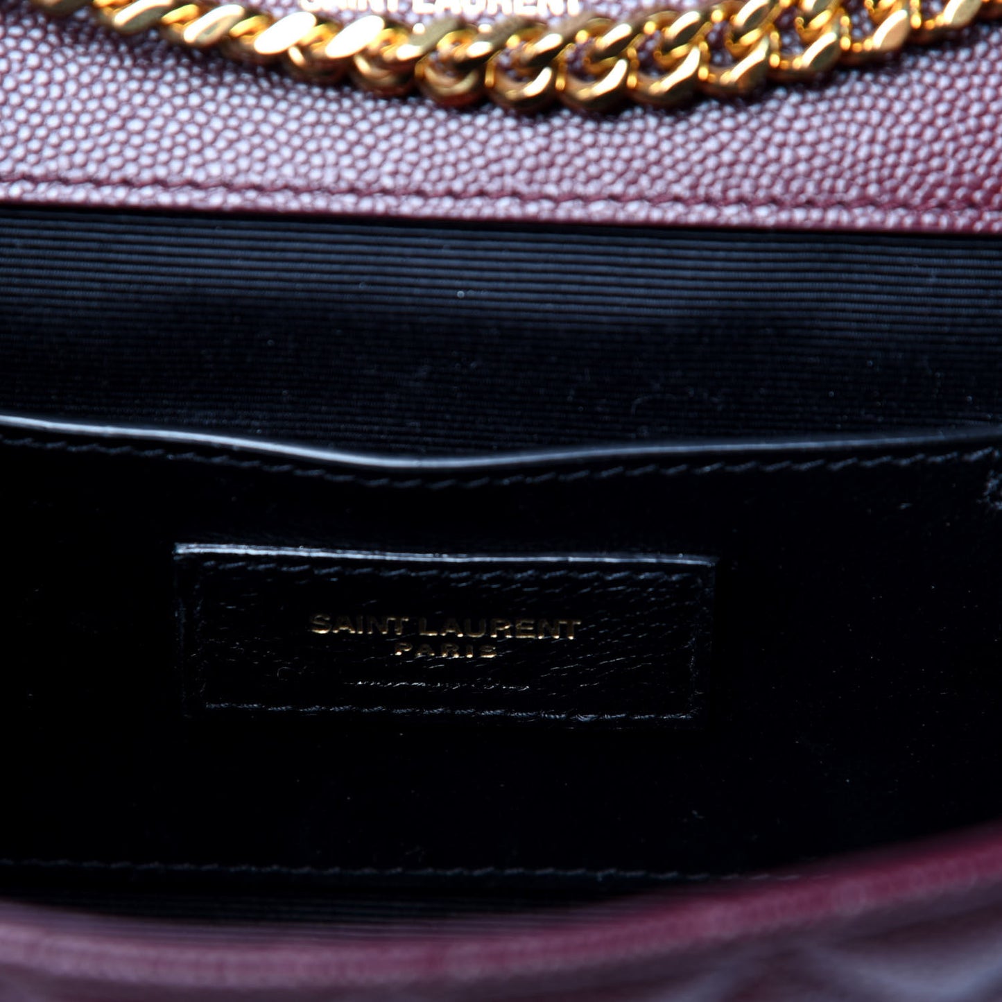 Grain De Poudre Textured Mixed Matelasse Triquilt Small Monogram Satchel Burgundy